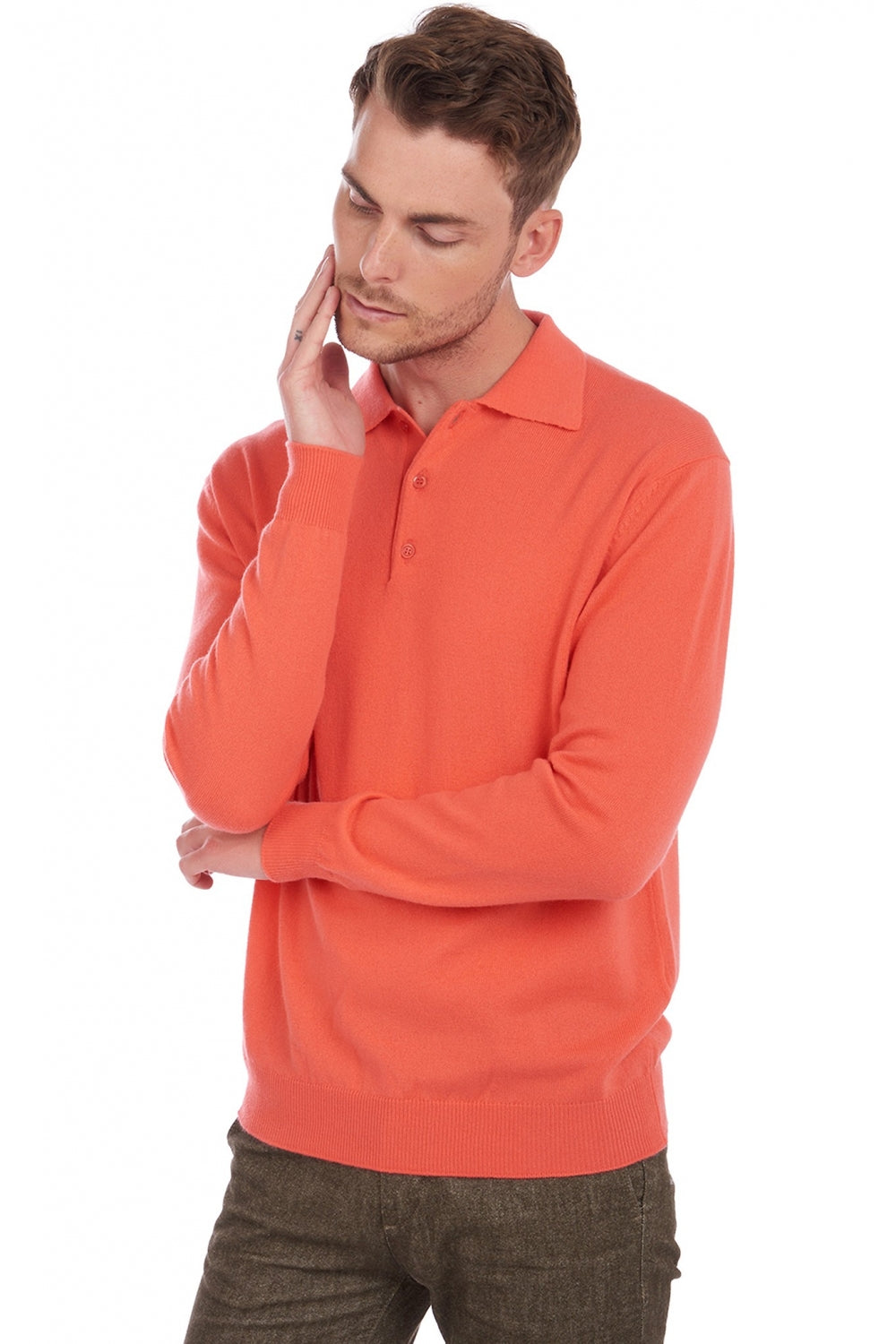 Alexandre in cashmere uomo - corallo luminoso - Mahogany