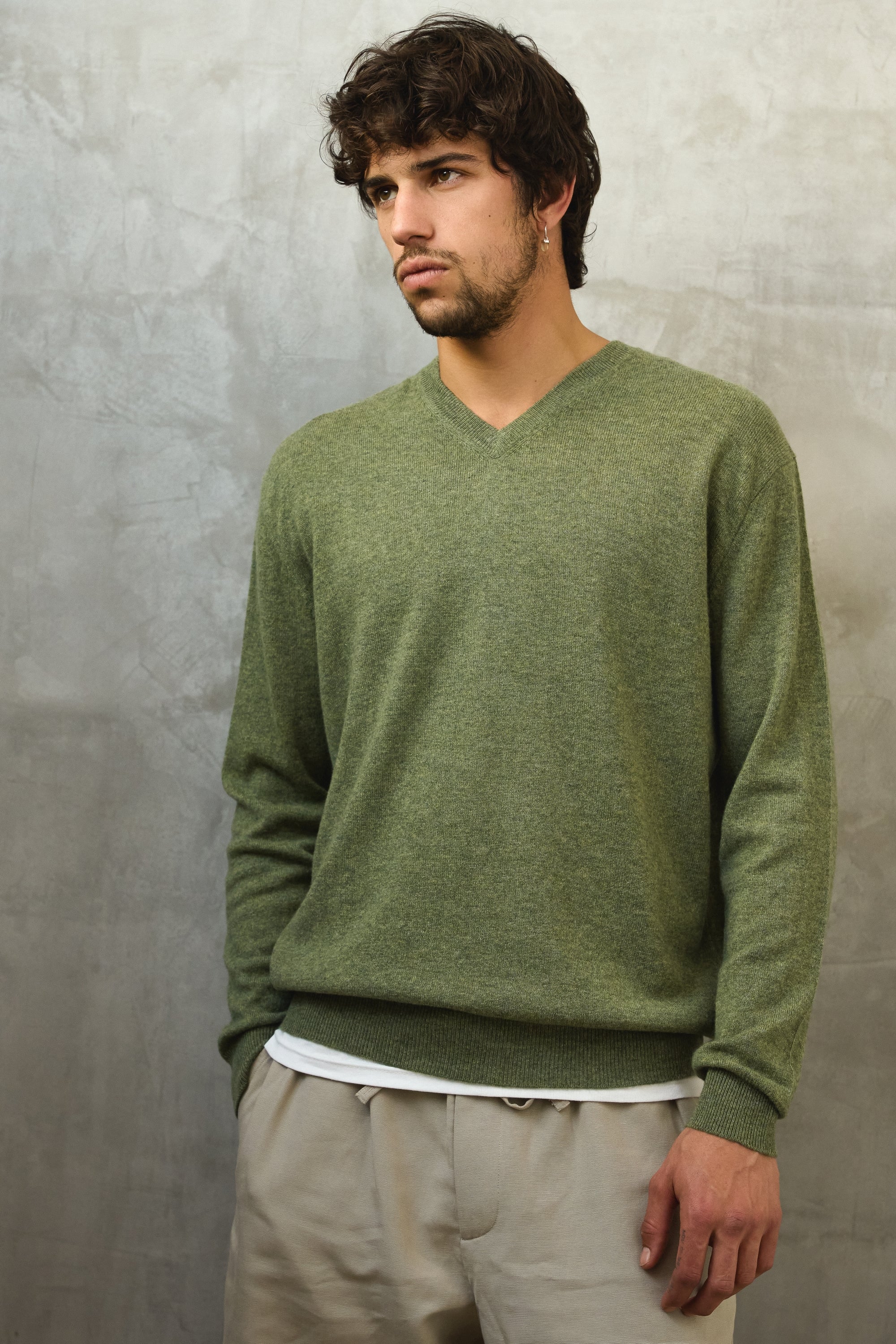 Gaspard in cashmere uomo - verde chiné - Mahogany