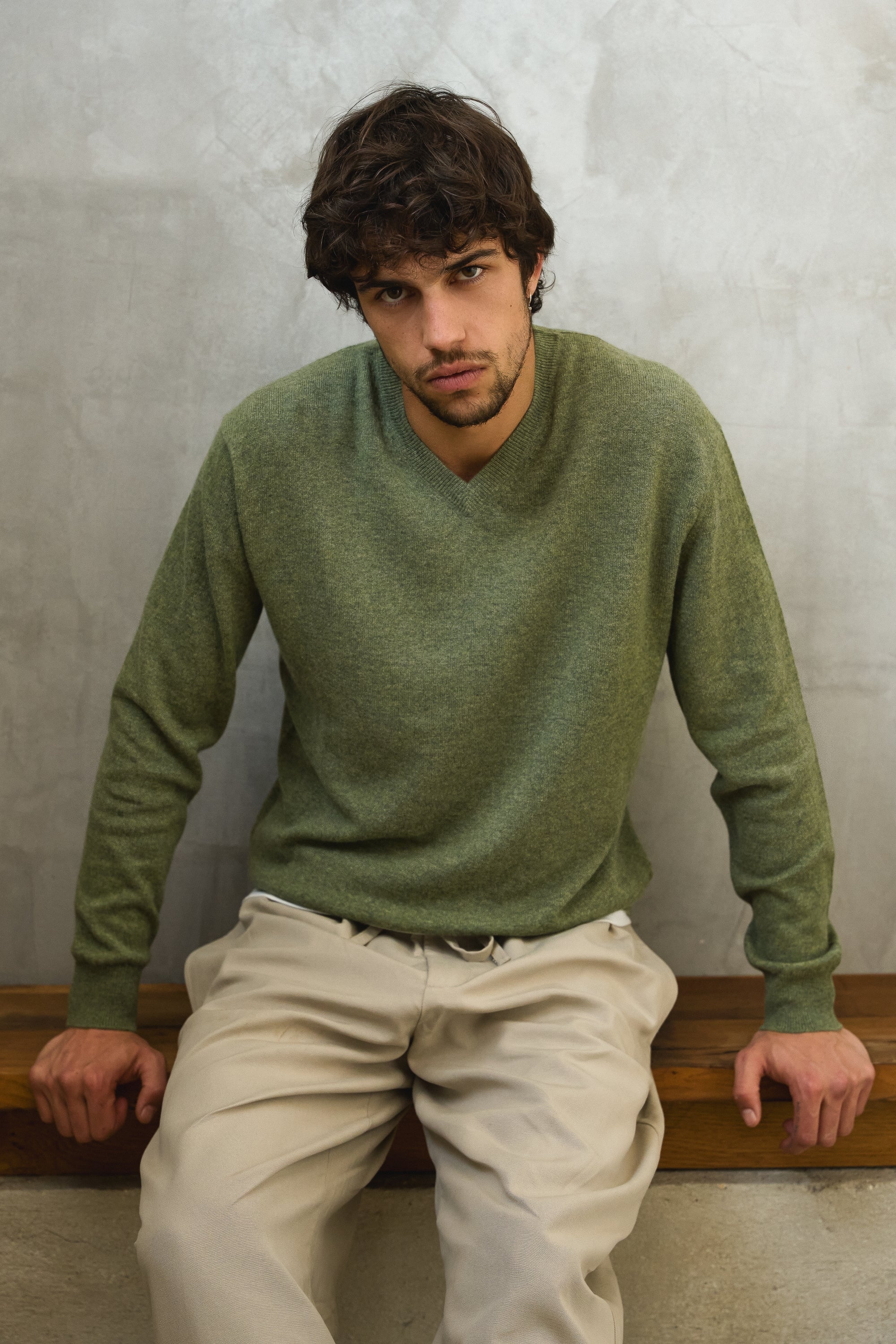 Gaspard en cachemire homme - Vue 1 - vert chiné - Mahogany