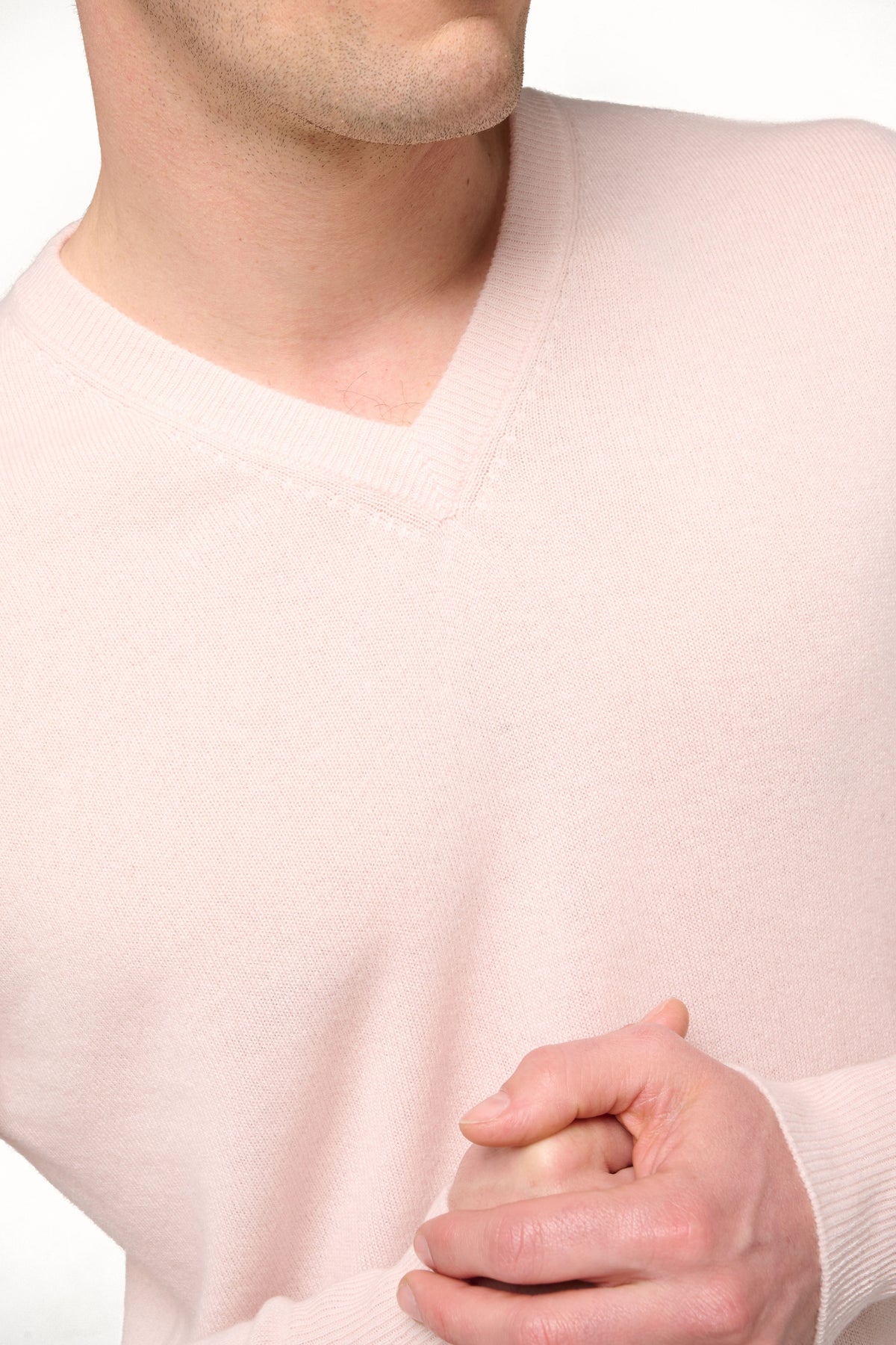 Hippolyte in cashmere uomo - Vista 2 - rosa pallido - Mahogany