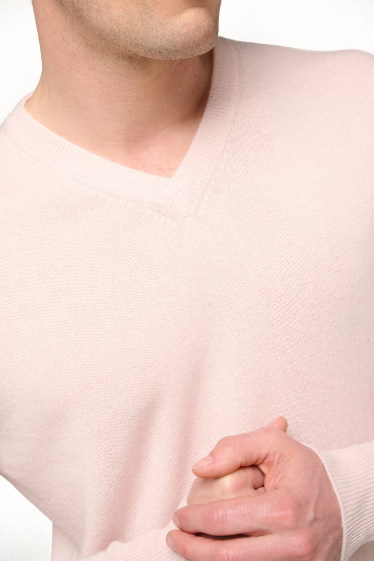 Hippolyte in cashmere uomo - Vista 2 - rosa pallido - Mahogany