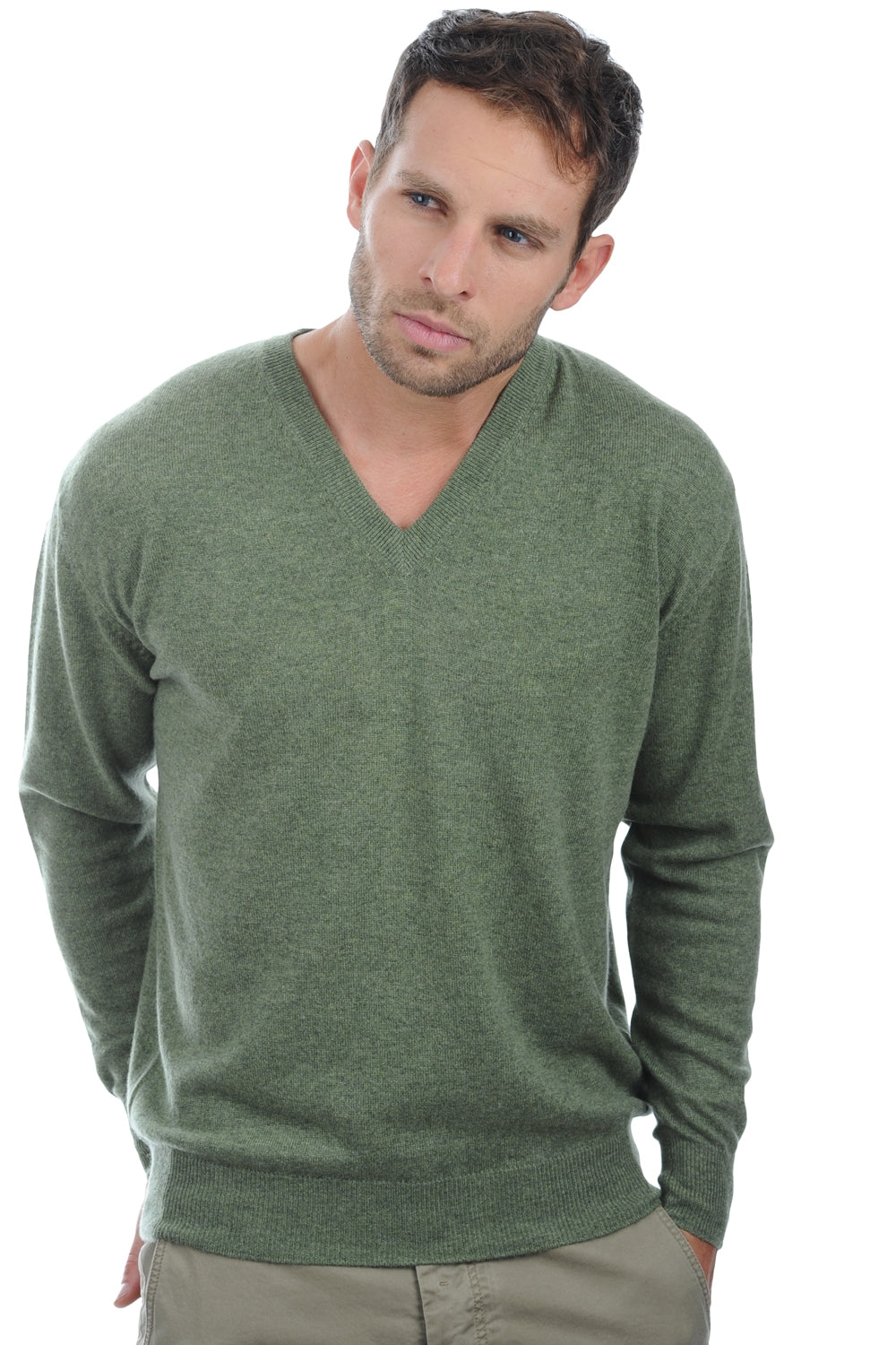 Hippolyte in cashmere uomo - verde chiné - Mahogany