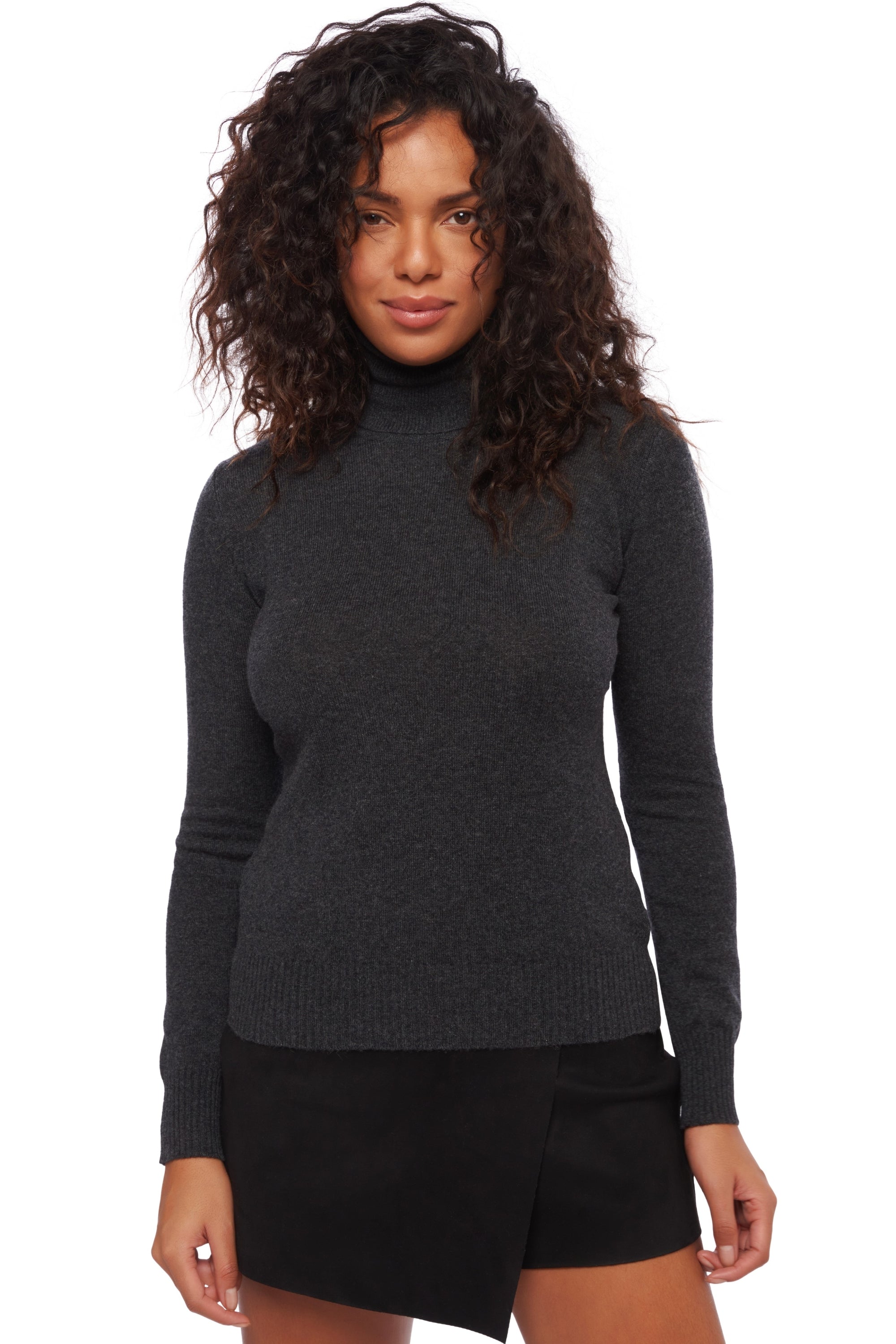 Maglione in cashmere, 100% cashmere, donna, collo a lupetto, taglio dritto, maniche lunghe, normale / 2 e 4 fili, maglia normale, Mahogany