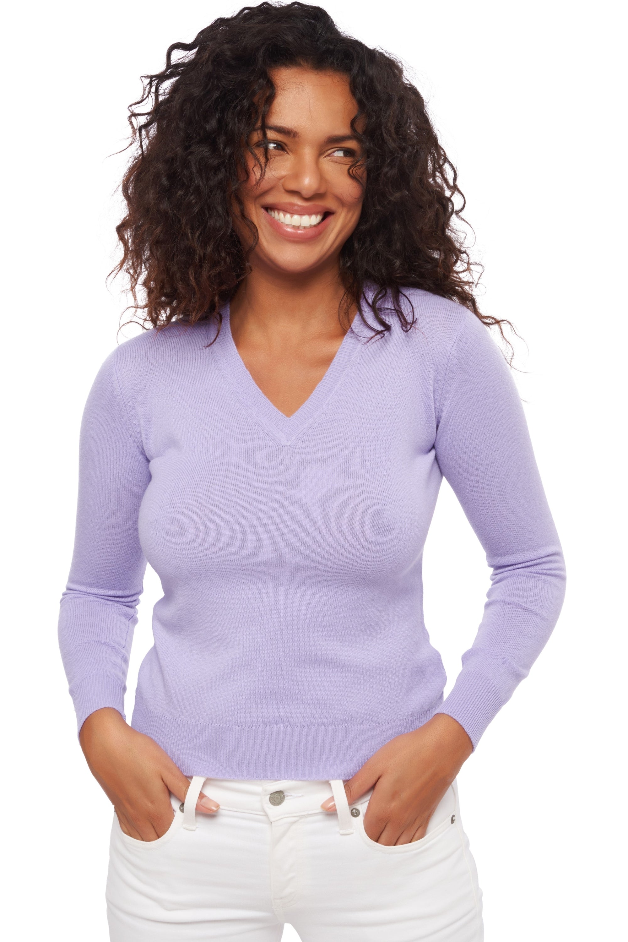 Faustine in cashmere donna - lavanda soleggiata - Mahogany