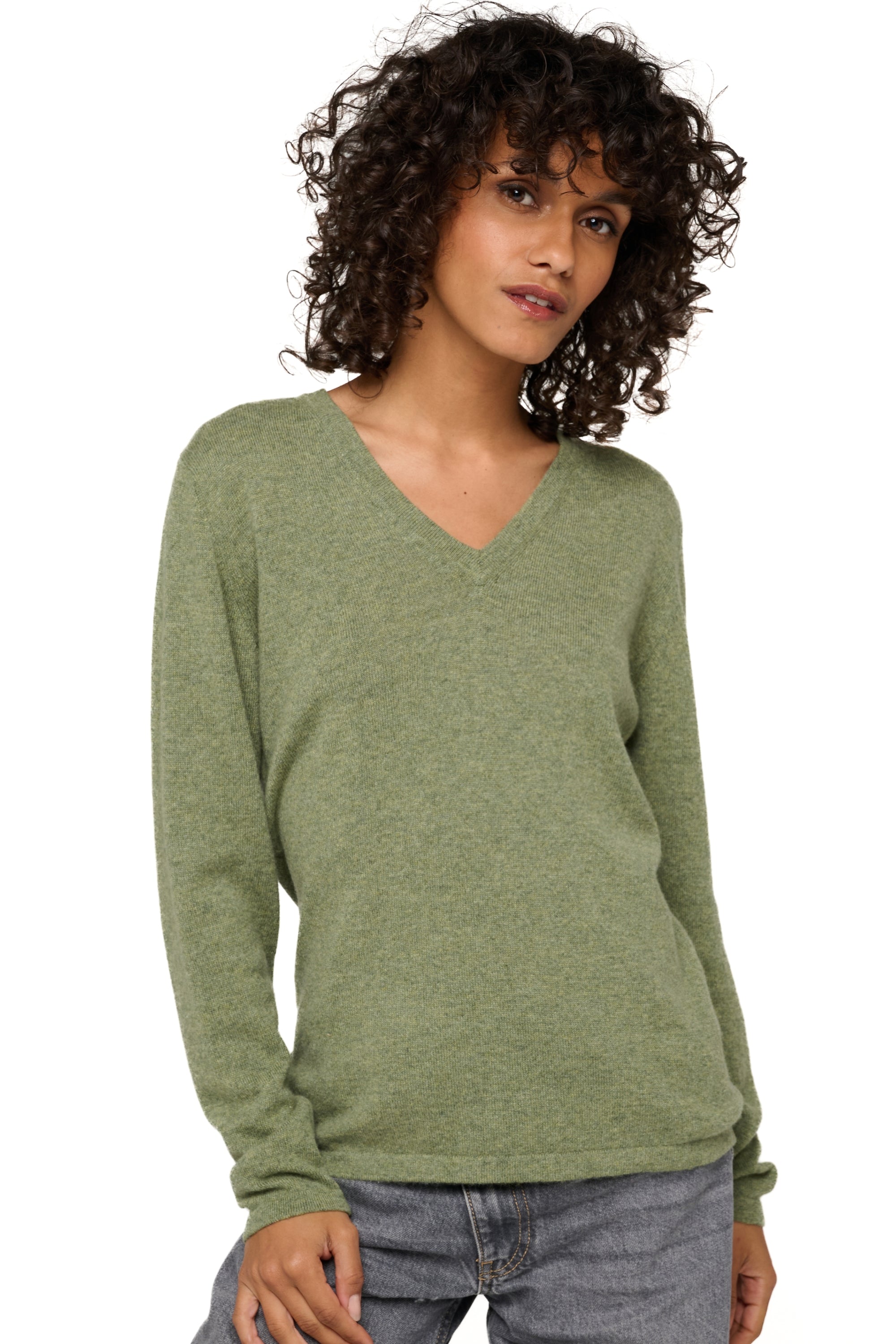 Emma in cashmere donna - verde chiné - Mahogany