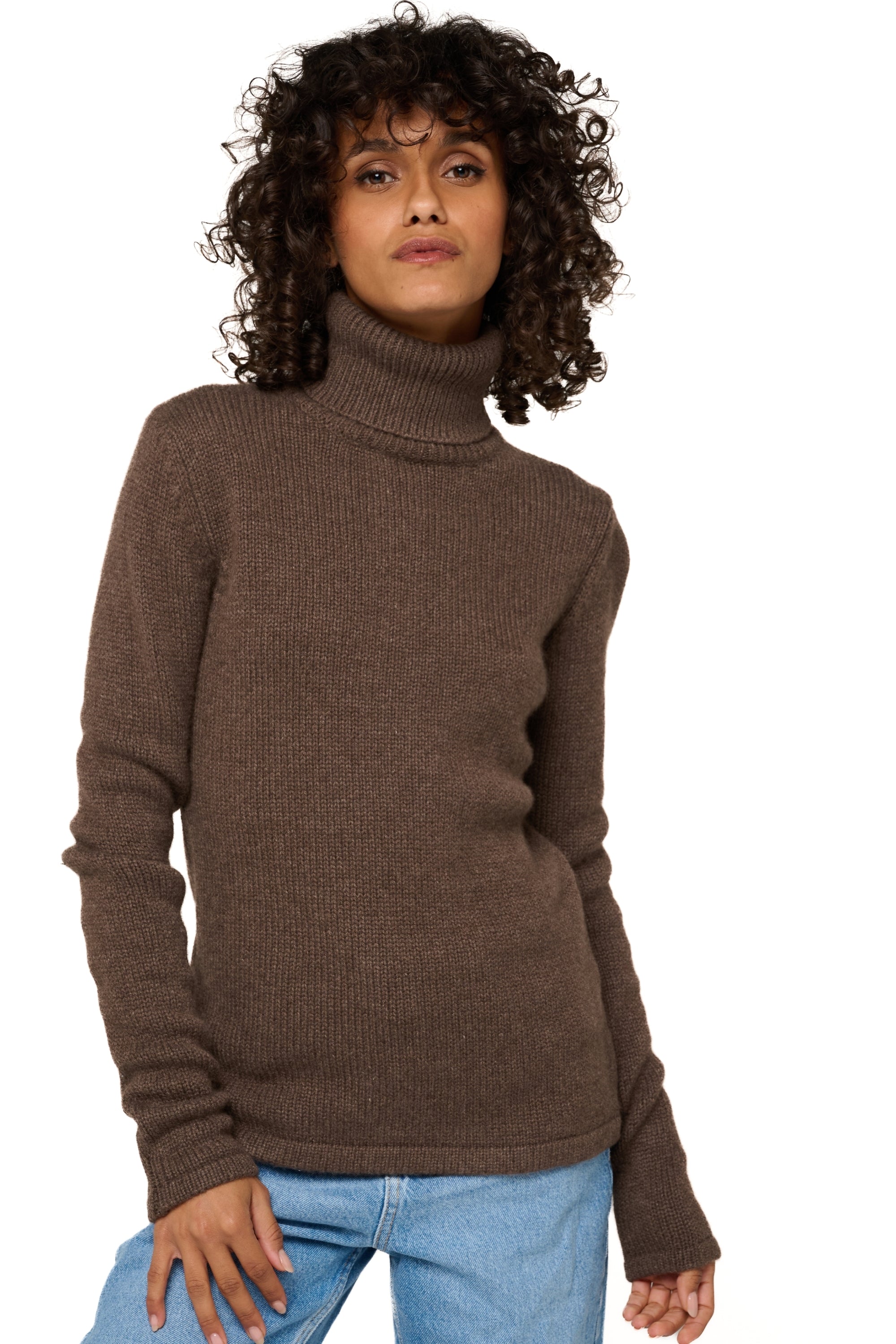 Carla in cashmere donna - marrone chiné - Mahogany