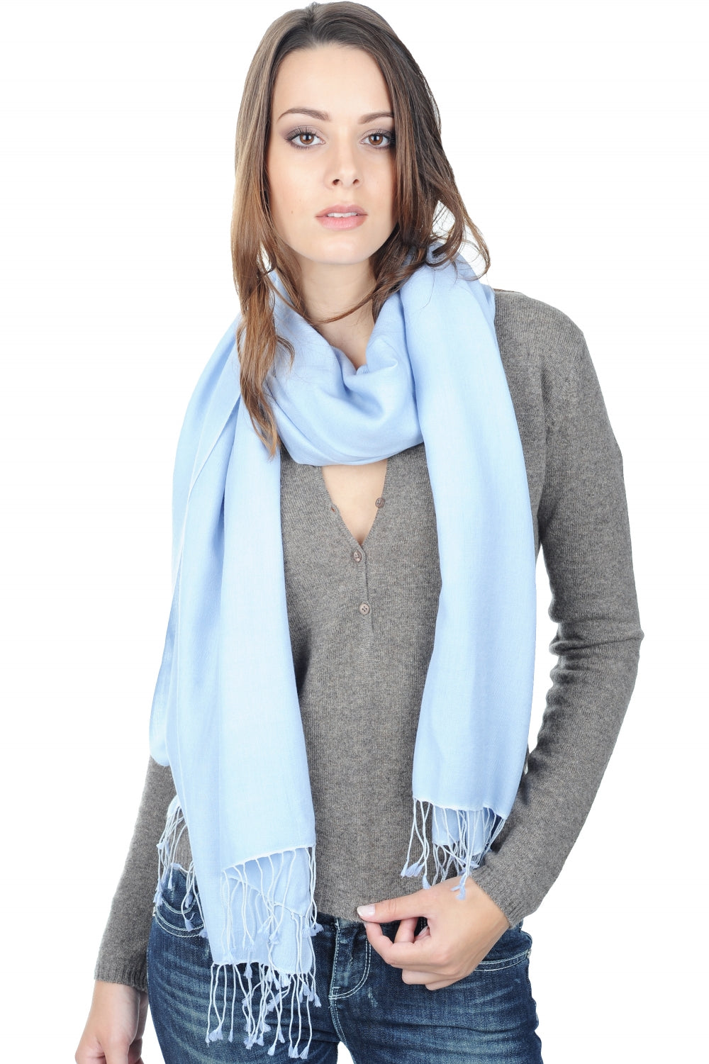 Platine in cashmere e seta misto - cielo blu - Mahogany