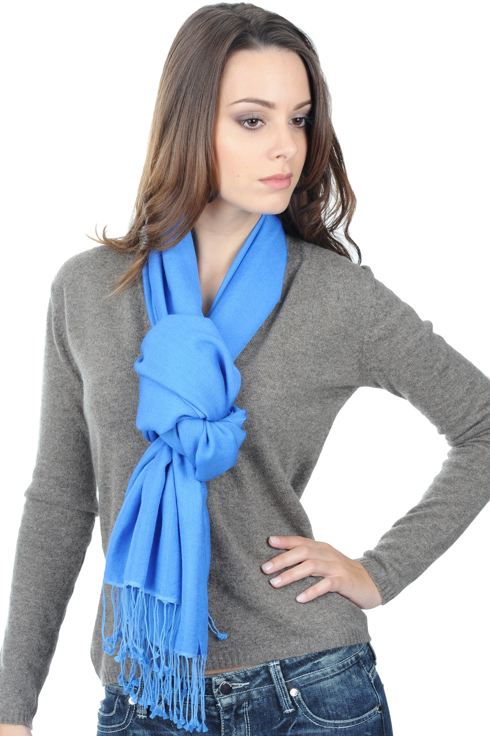 Platine in cashmere e seta misto - fiordaliso - Mahogany