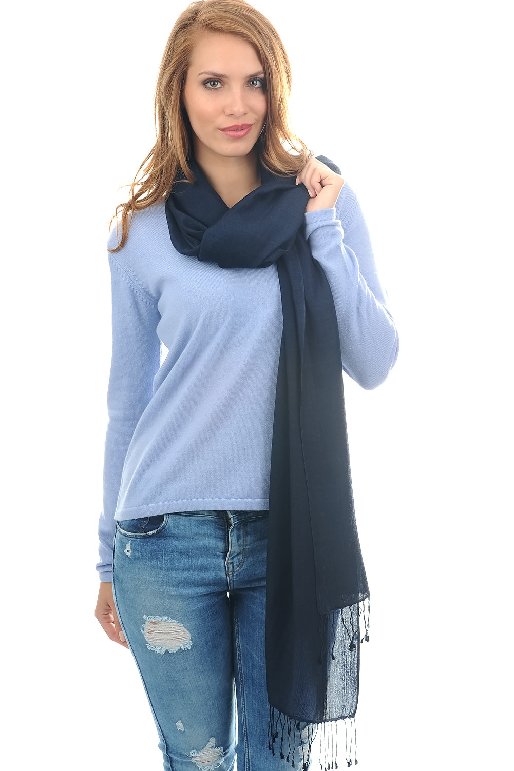 Platine in cashmere e seta misto - blu marino - Mahogany