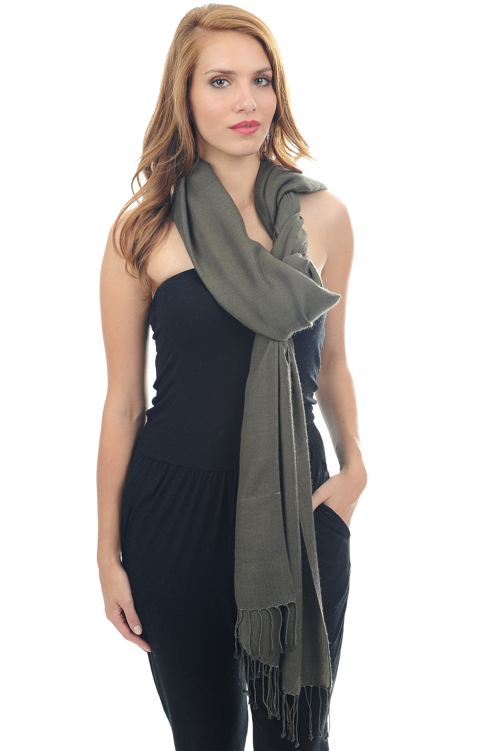 Platine in cashmere e seta misto - kaki - Mahogany
