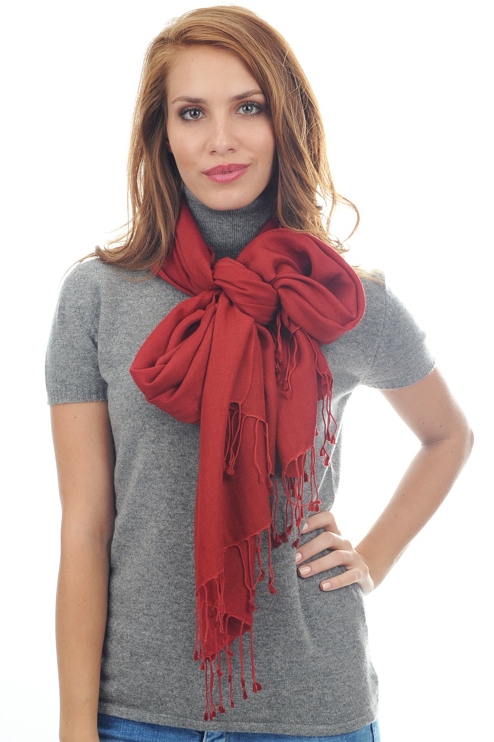 Platine in cashmere e seta misto - rosso ramato profondo - Mahogany
