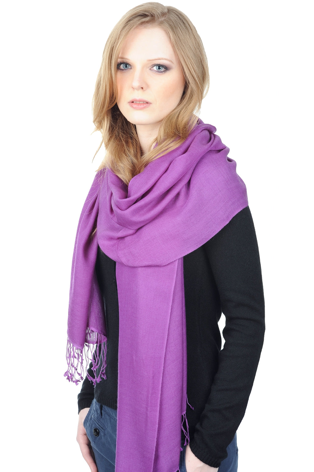 Pashmina in cashmere e seta, 70% Cashmere / 30% Seta, misto, fine, tessuto fine, Mahogany