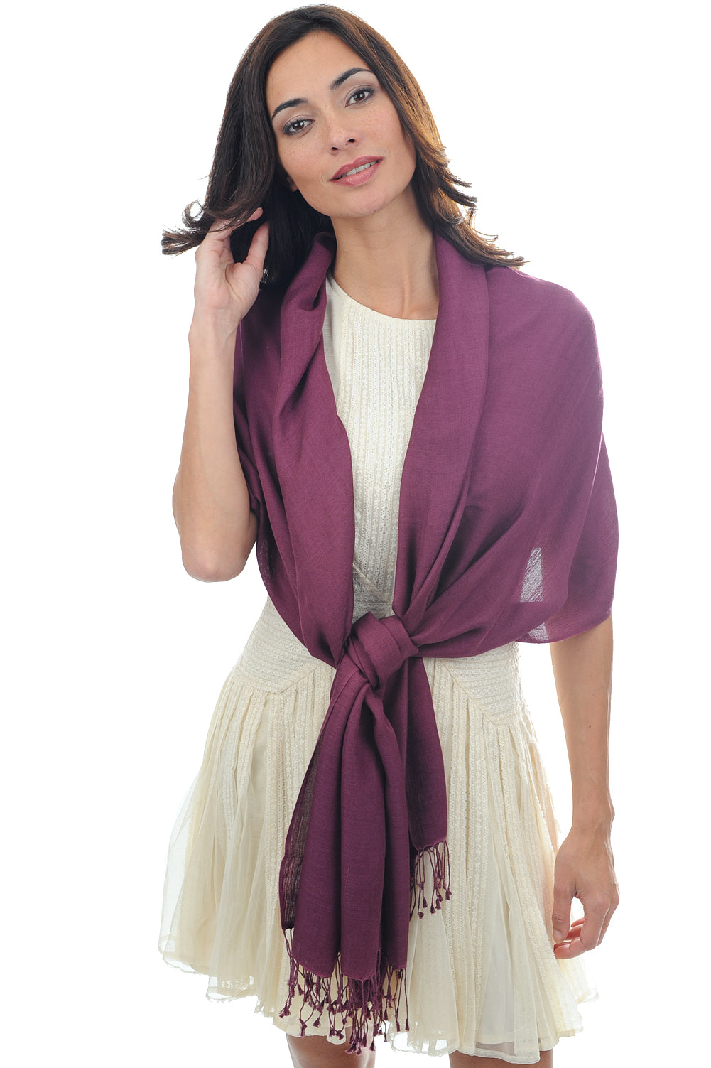 Platine in cashmere e seta misto - prugna - Mahogany