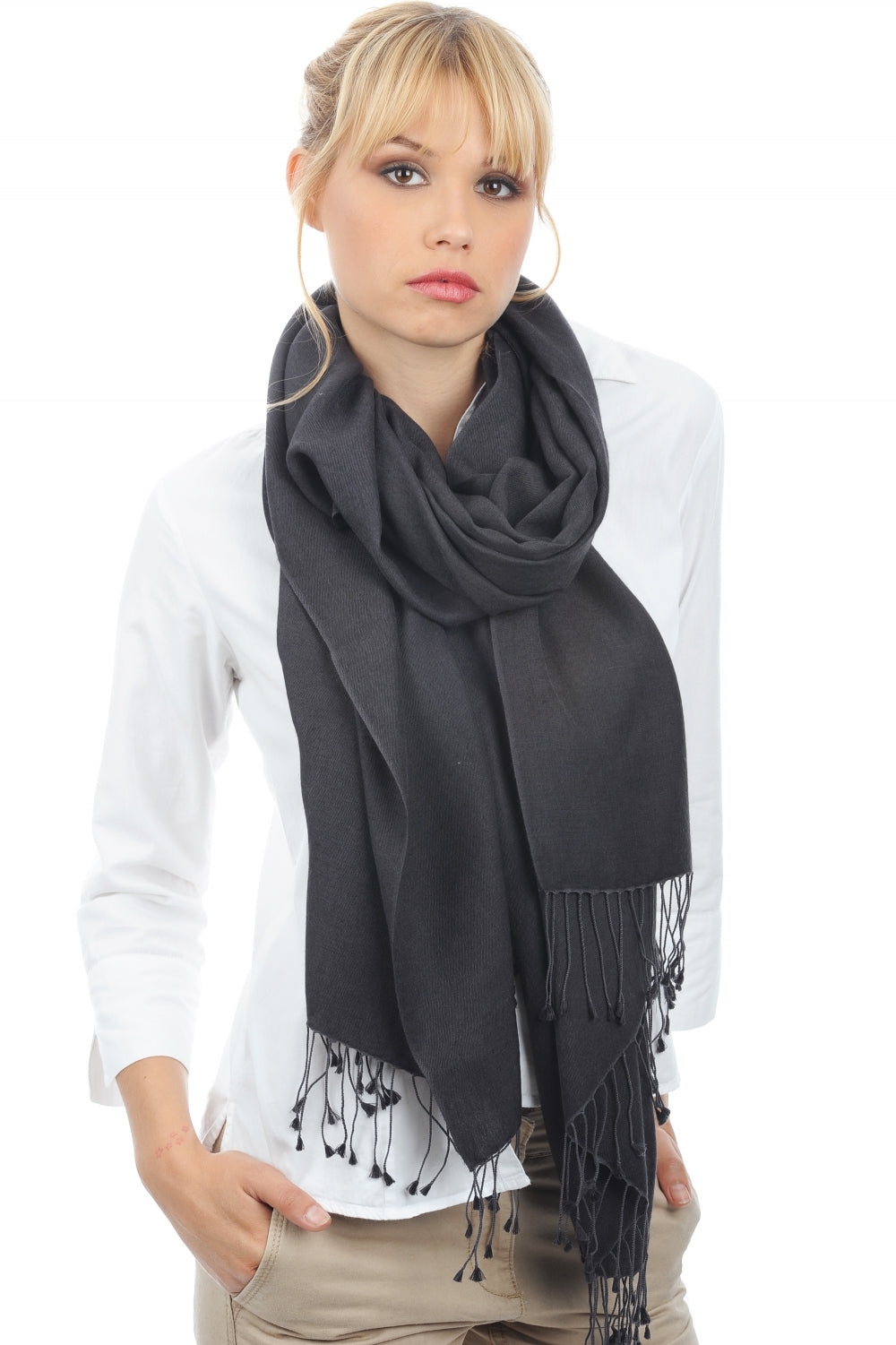 Platine in cashmere e seta misto - carbon - Mahogany