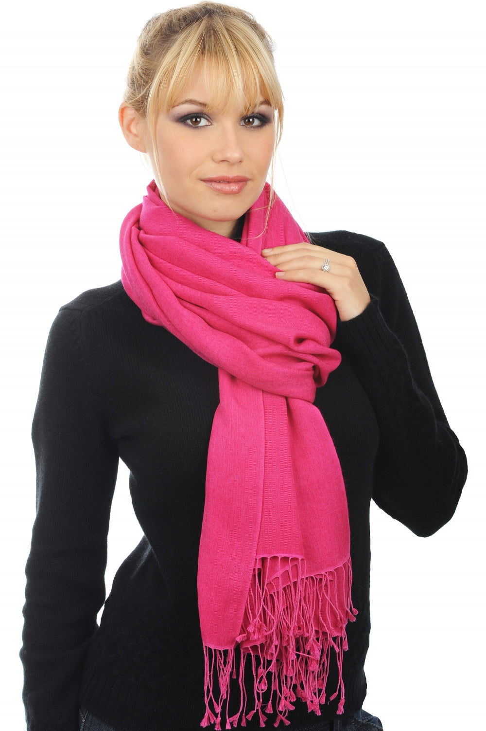 Platine in cashmere e seta misto - lampone - Mahogany