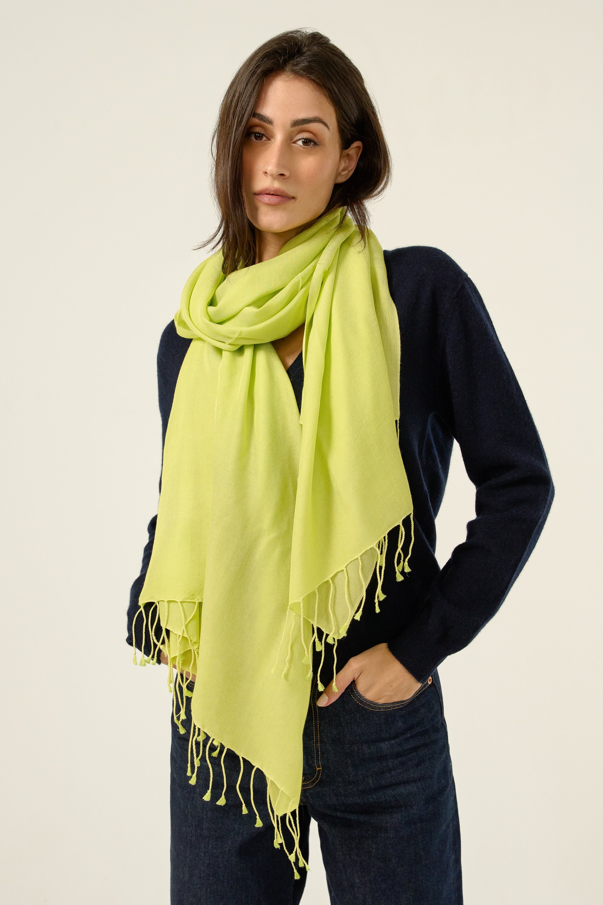 Platine in cashmere e seta misto - verde brillante - Mahogany