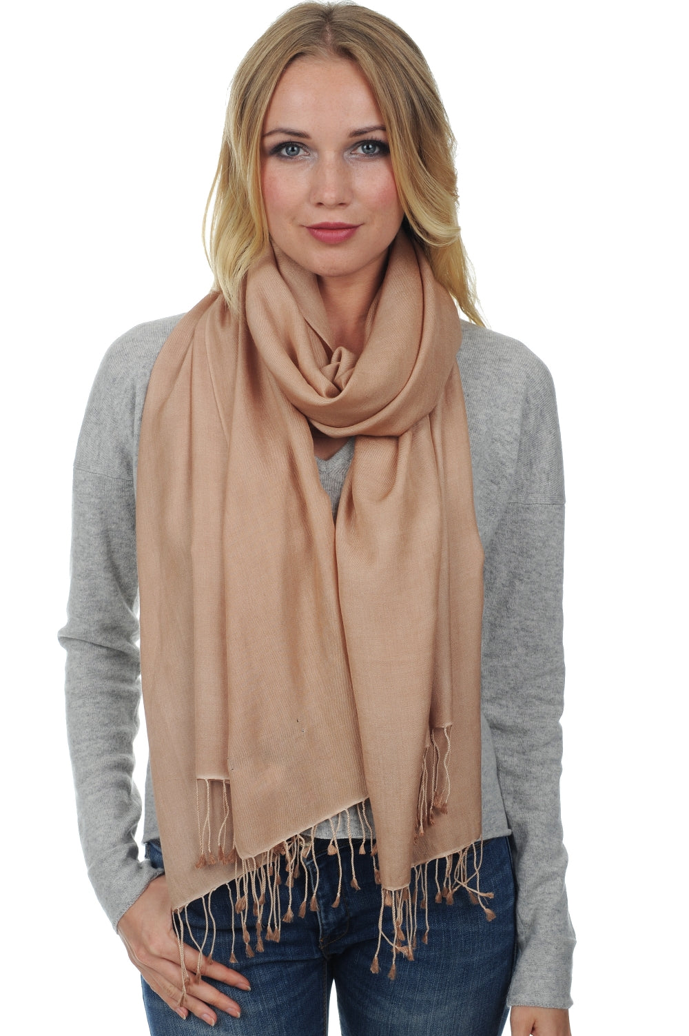 Platine in cashmere e seta misto - beige rosato intenso - Mahogany