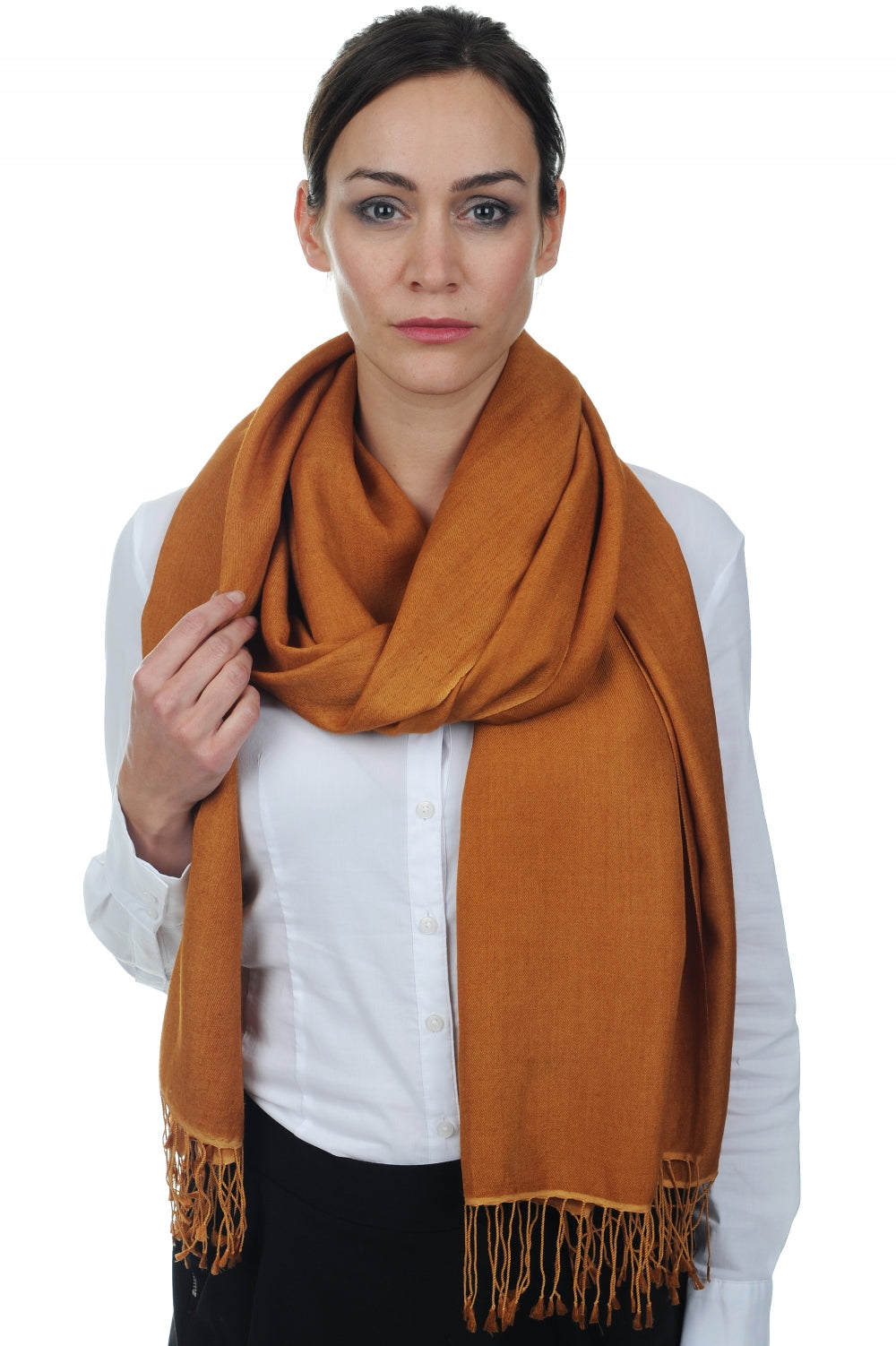 Platine in cashmere e seta misto - burro di arachidi - Mahogany