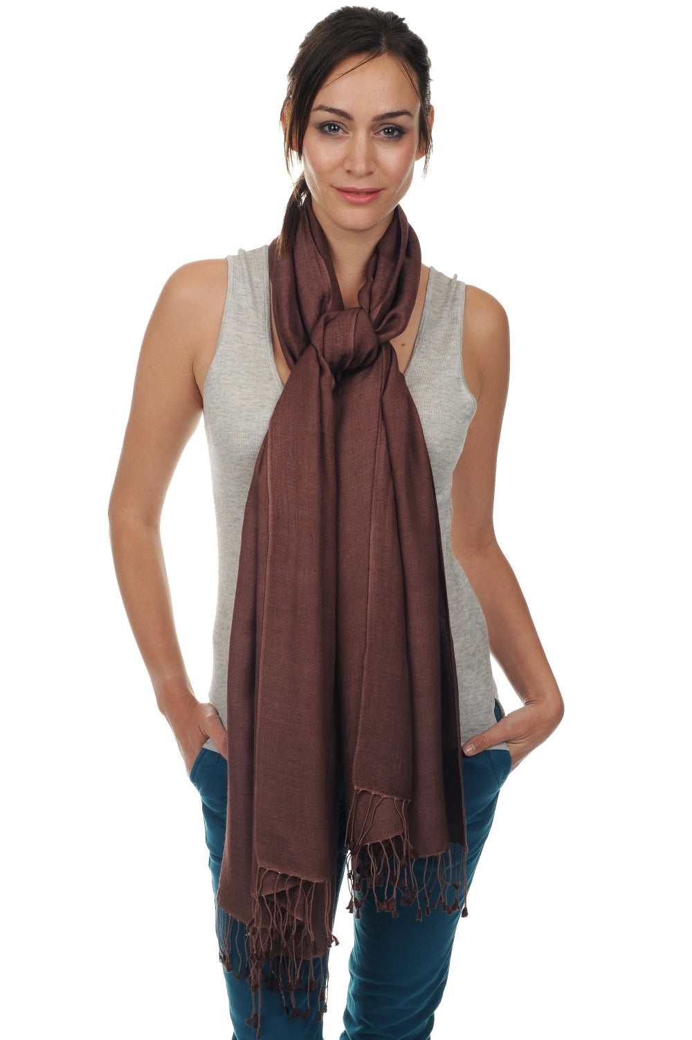 Platine in cashmere e seta misto - cacao - Mahogany