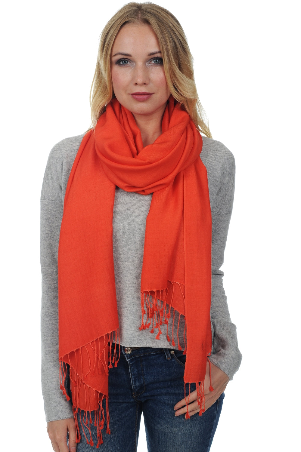Platine in cashmere e seta misto - arancione soleggiato - Mahogany