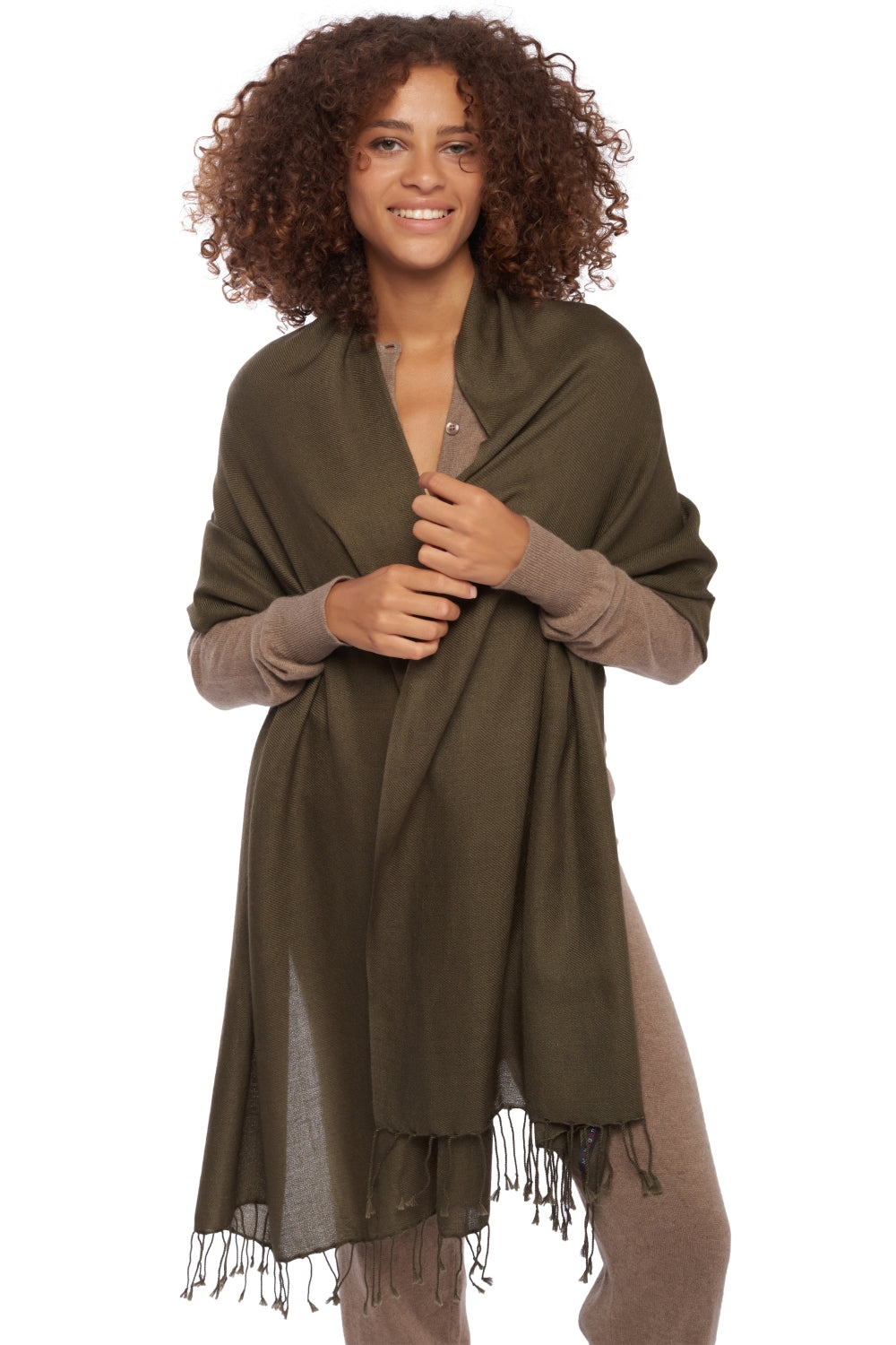 Diamant in cashmere misto - kaki - Mahogany