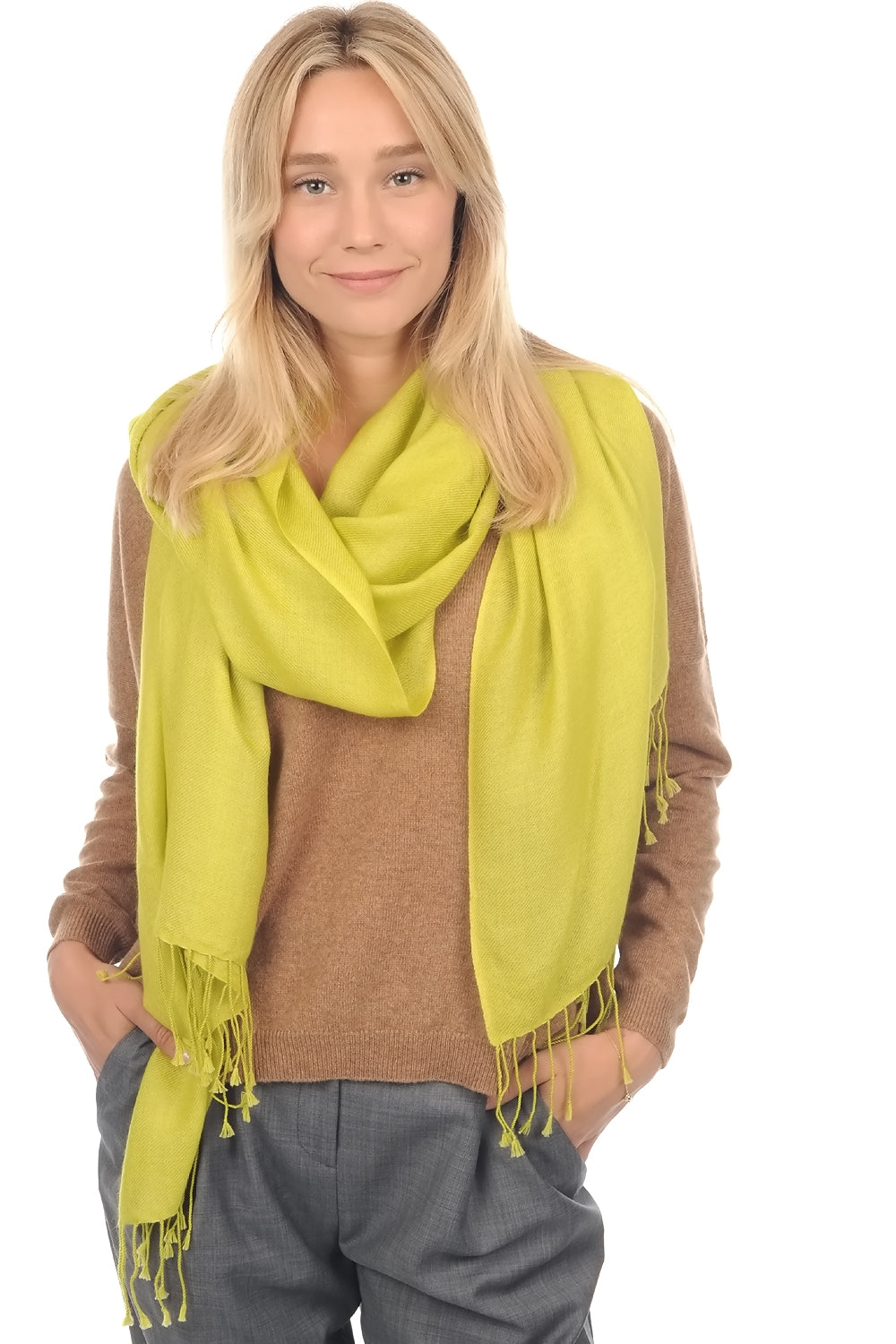 Diamant in cashmere misto - chartreuse - Mahogany