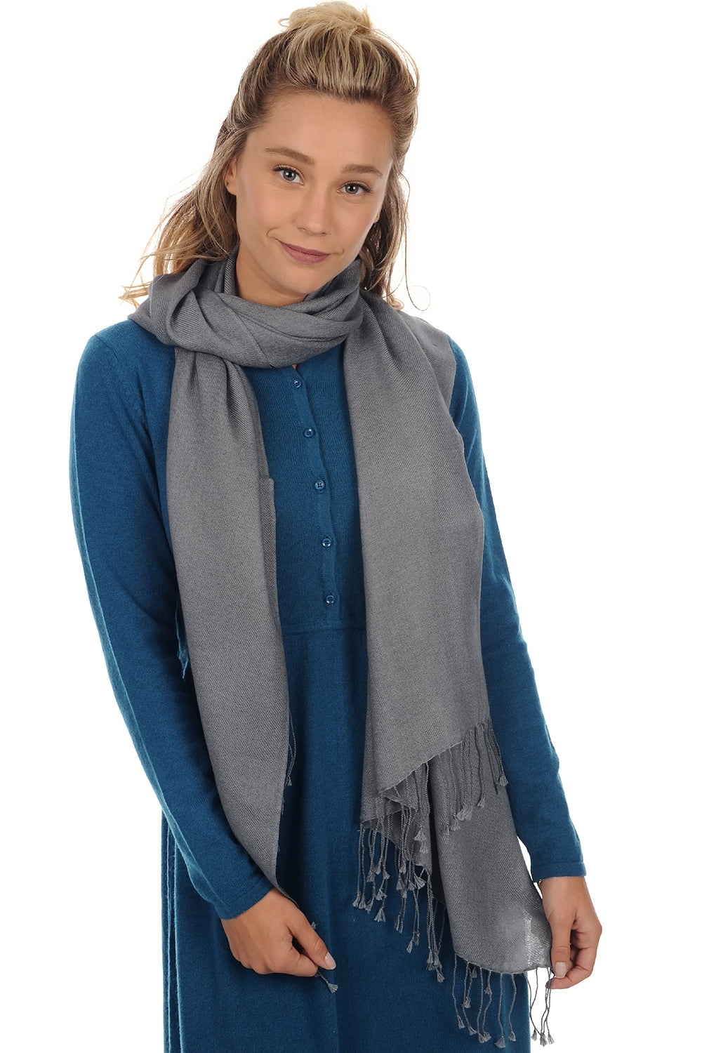 Diamant in cashmere misto - grigio medio - Mahogany