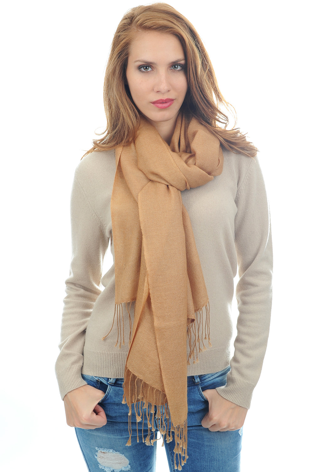 Diamant in cashmere misto - cammello deserto - Mahogany