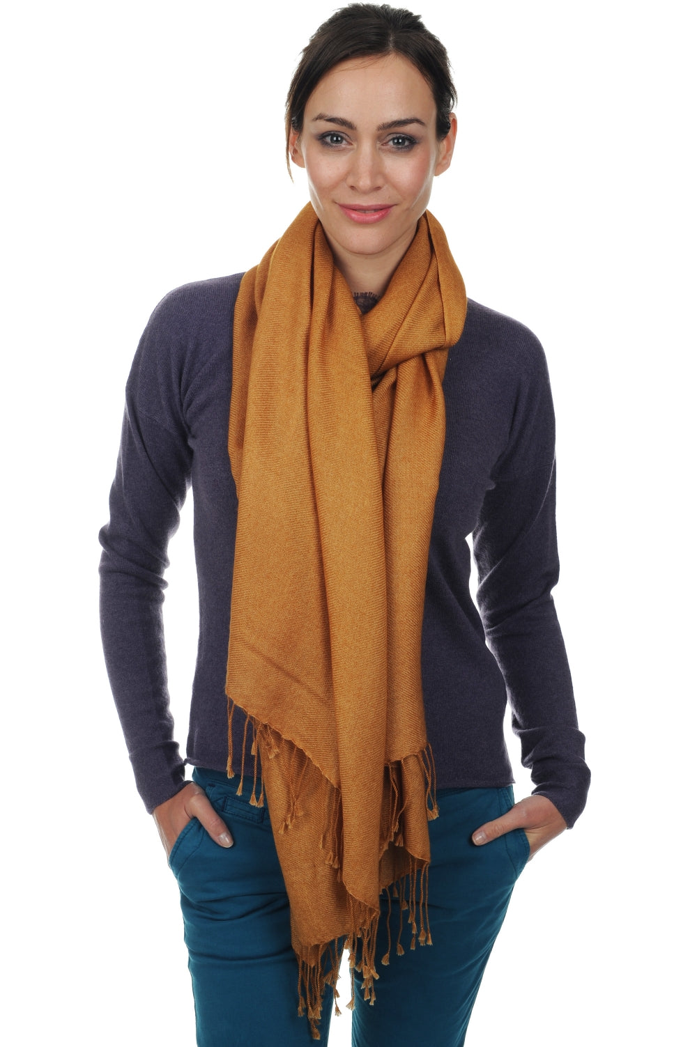 Diamant in cashmere misto - burro di arachidi - Mahogany