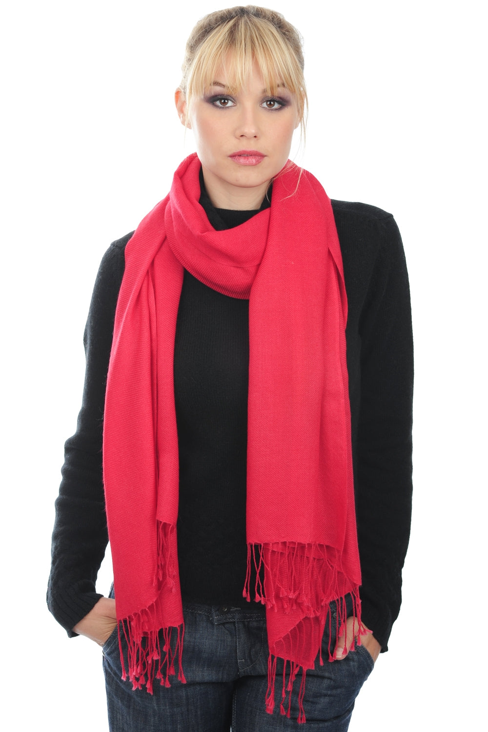 Diamant in cashmere misto - rosso corallo vivo - Mahogany