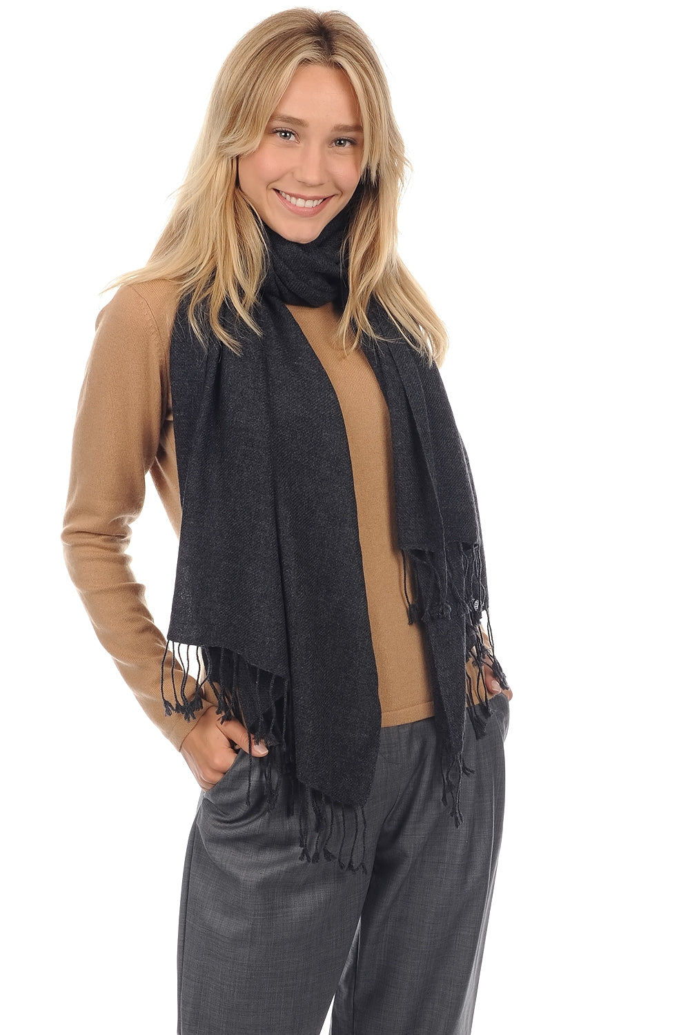 Diamant in cashmere unisex - antracite melange - Mahogany
