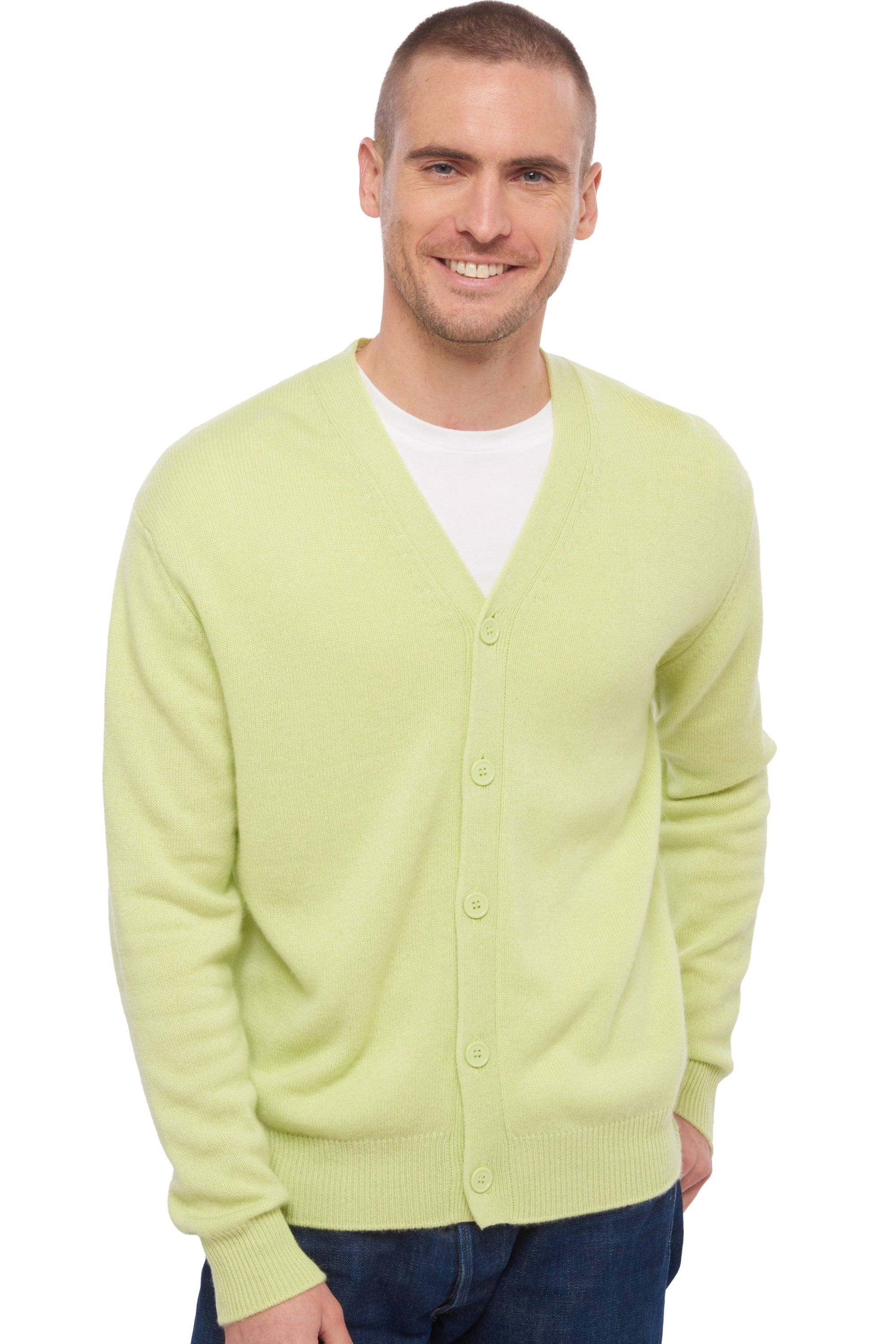 Leon in cashmere uomo - verde pallido - Mahogany