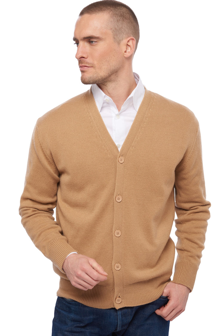 Cardigan in cashmere, 100% Cashmere, uomo, collo a V, chiusura con bottoni, taglio dritto, maniche lunghe, normale / 2 e 4 fili, maglia normale, Mahogany