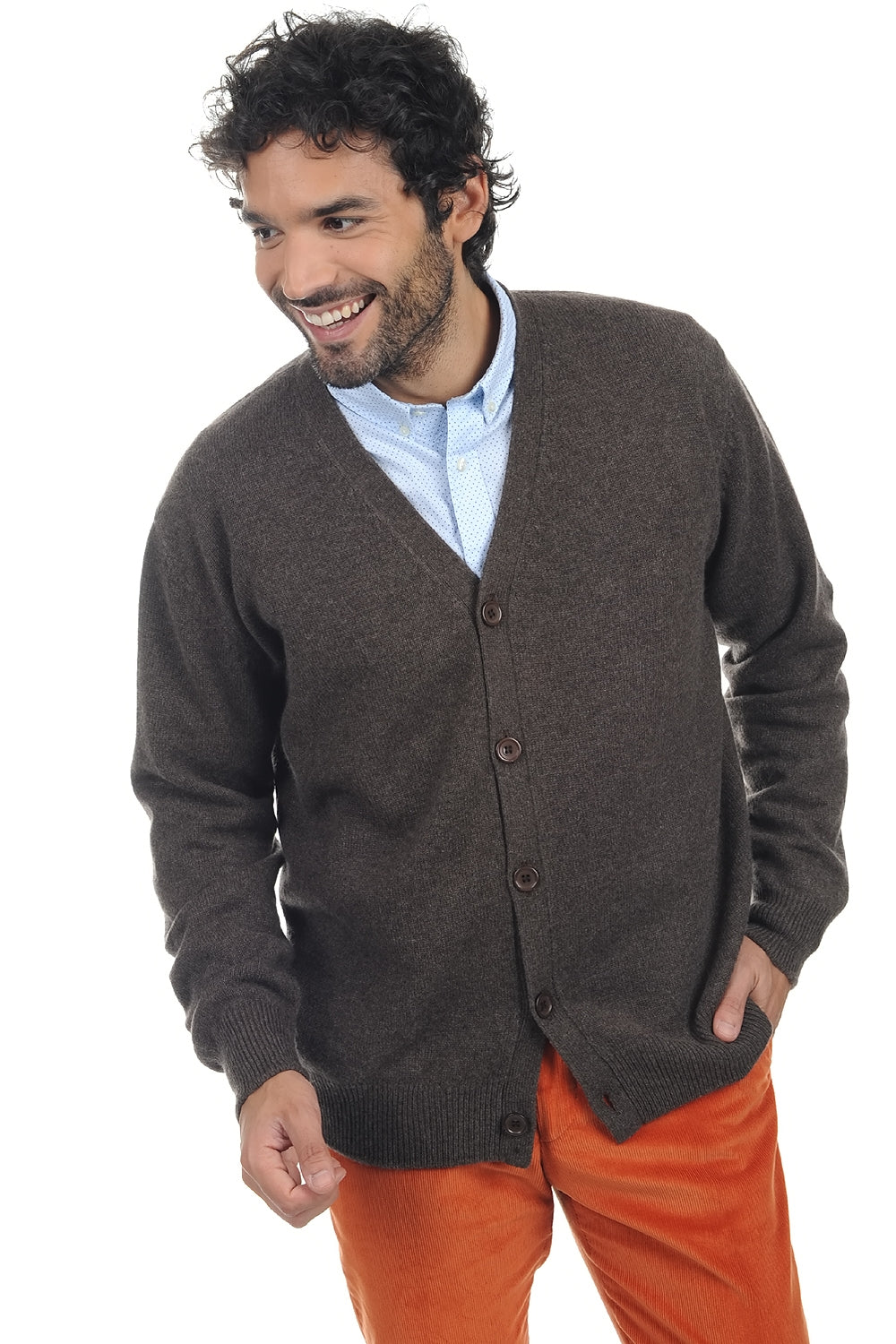 Leon in cashmere uomo - marrone chiné - Mahogany