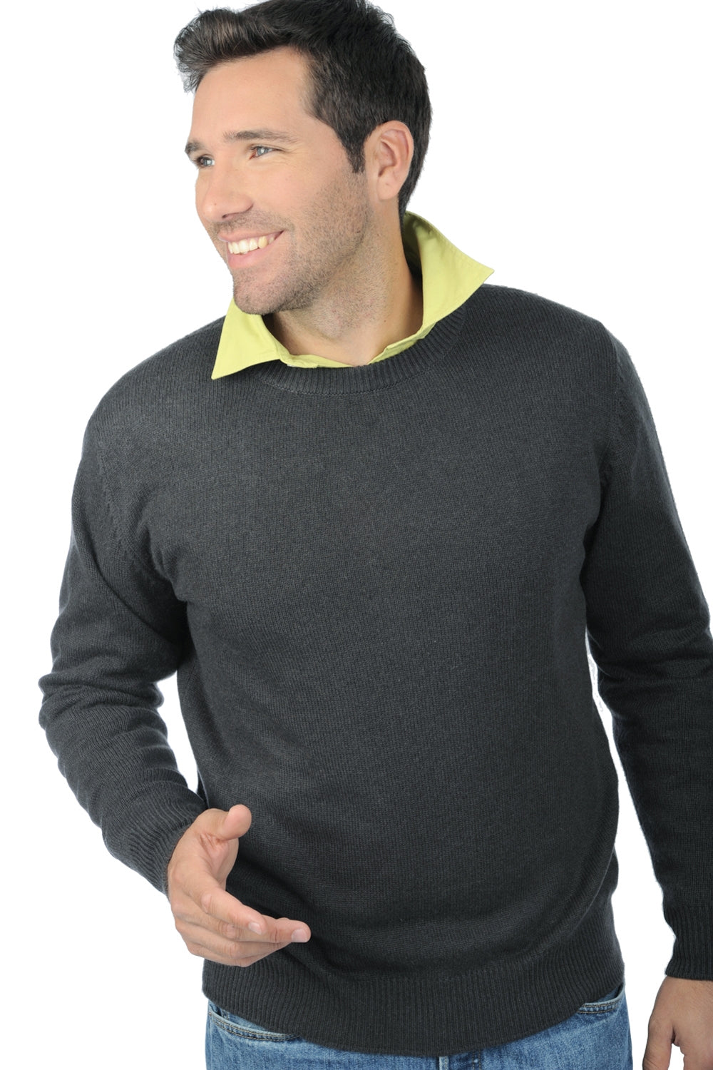 Maglione in cashmere, 100% cashmere, uomo, collo tondo, taglio dritto, maniche lunghe, fine, , Mahogany