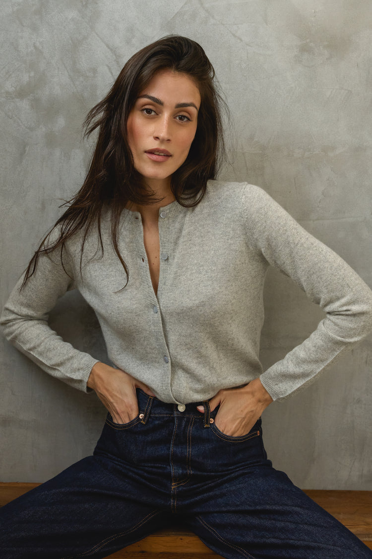 Chloe in cashmere donna - flanella chiné - Mahogany