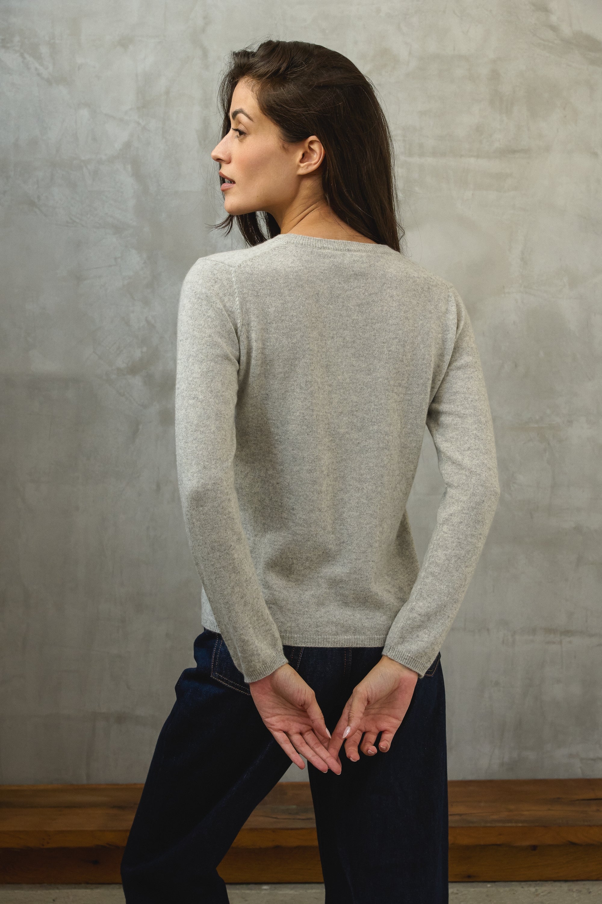 Chloe en cachemire femme - Vue 3 - flanelle chiné - Mahogany