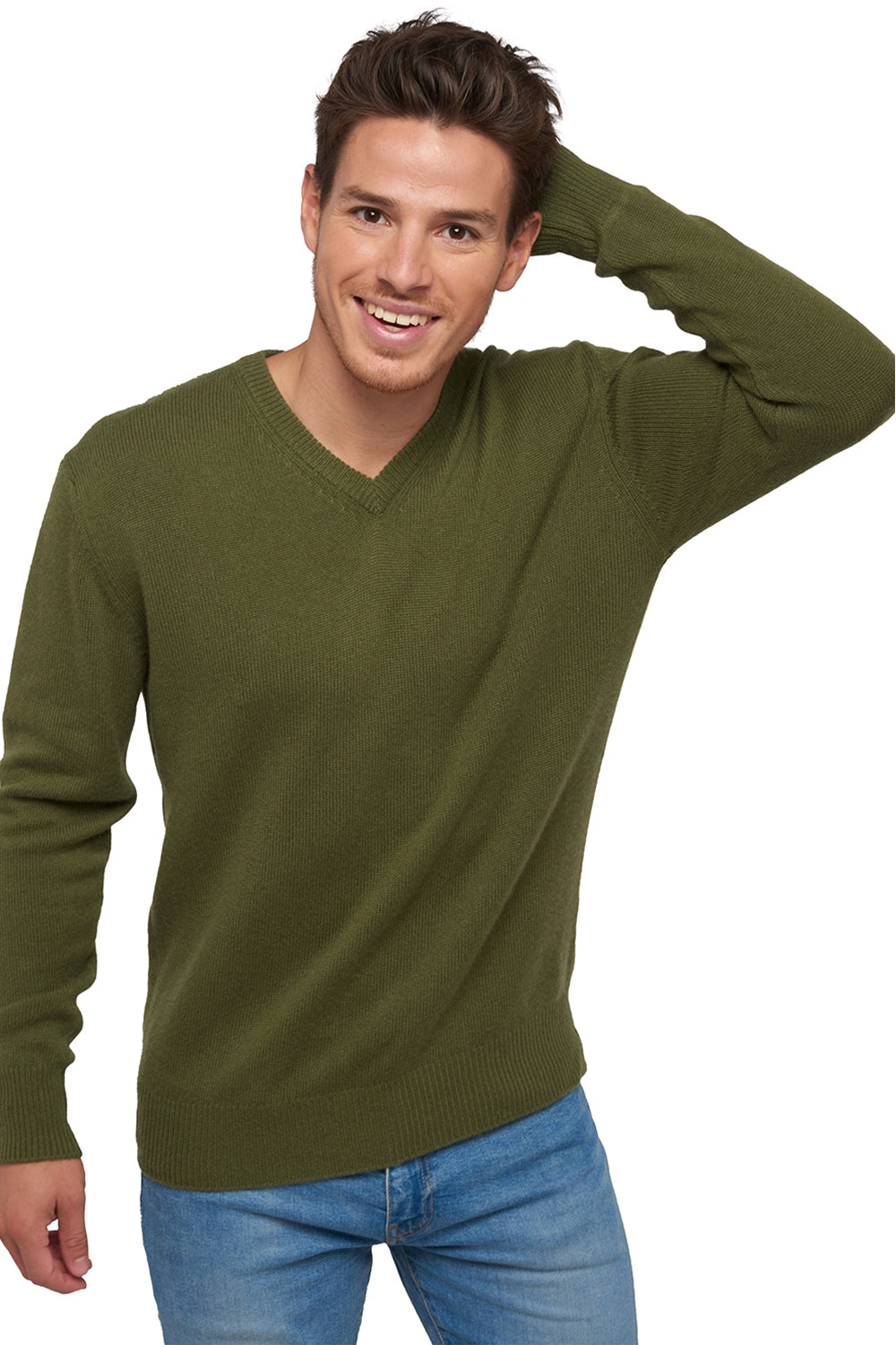 Hippolyte 4F in cashmere uomo - kaki - Mahogany