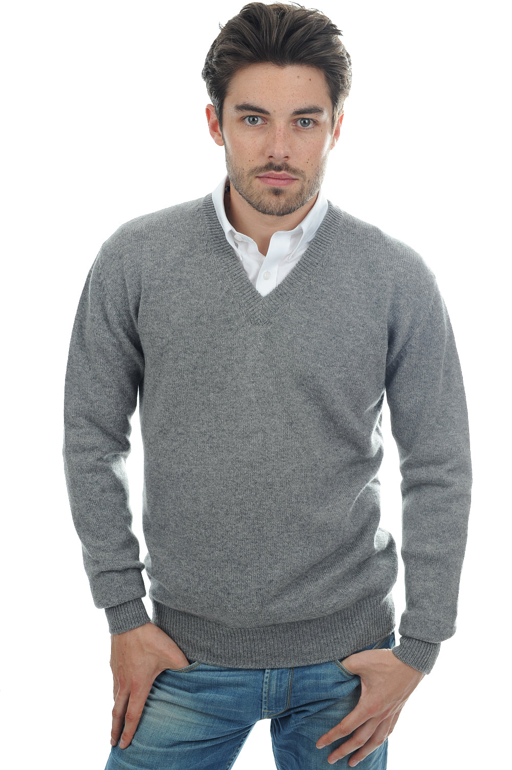Hippolyte 4F in cashmere uomo - grigio chiné - Mahogany
