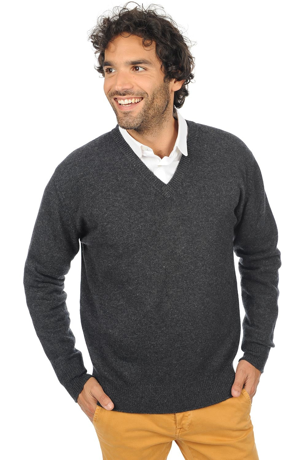 Hippolyte 4F in cashmere uomo - antracite chiné - Mahogany