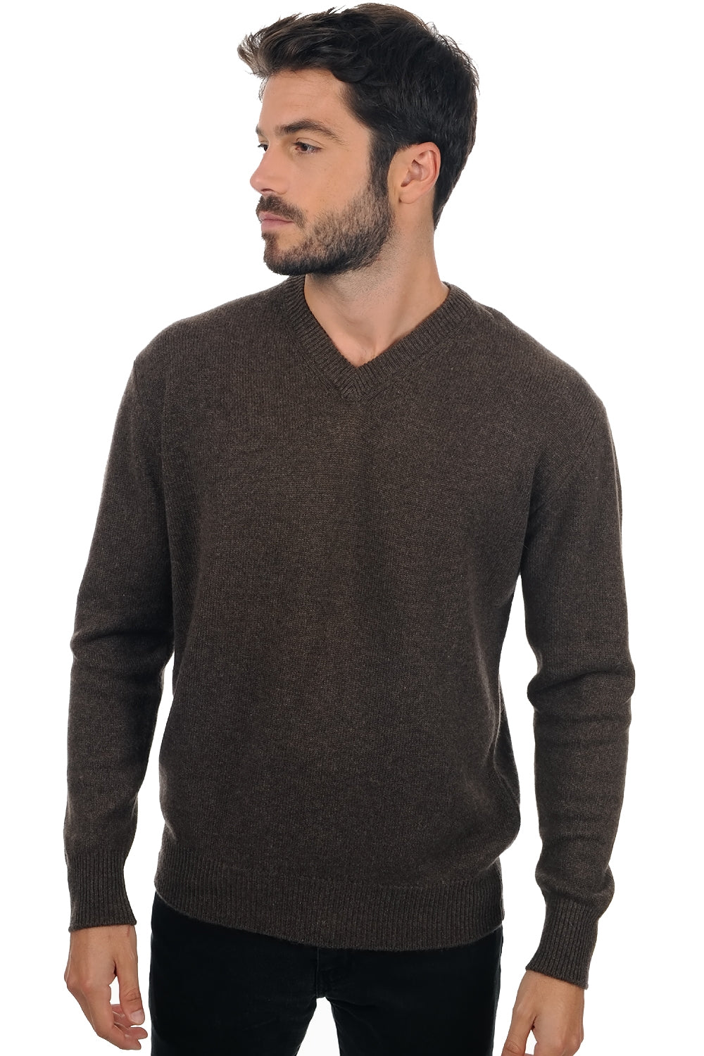 Hippolyte 4F in cashmere uomo - marrone chiné - Mahogany