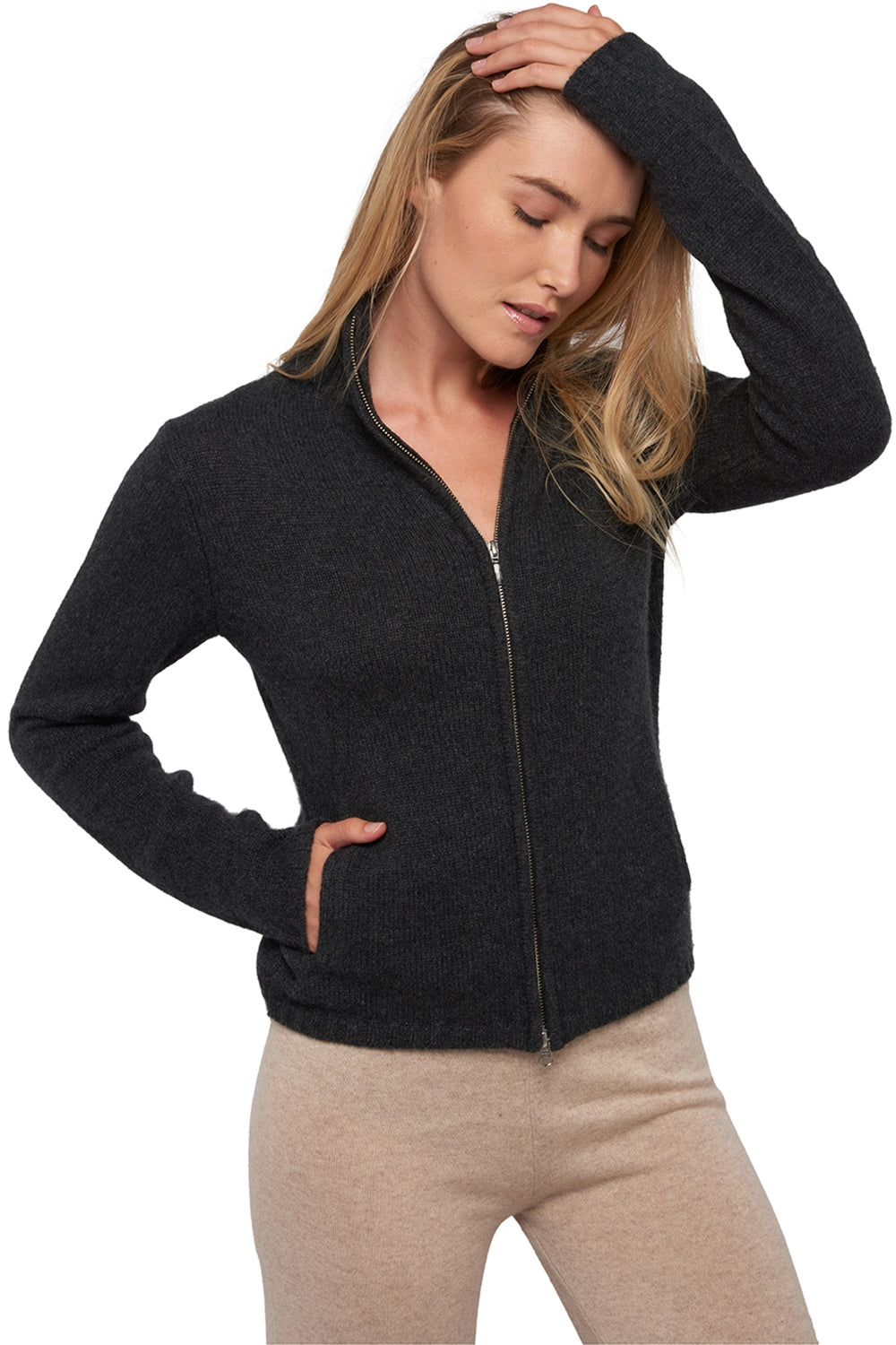 Elodie in cashmere donna - antracite chiné - Mahogany