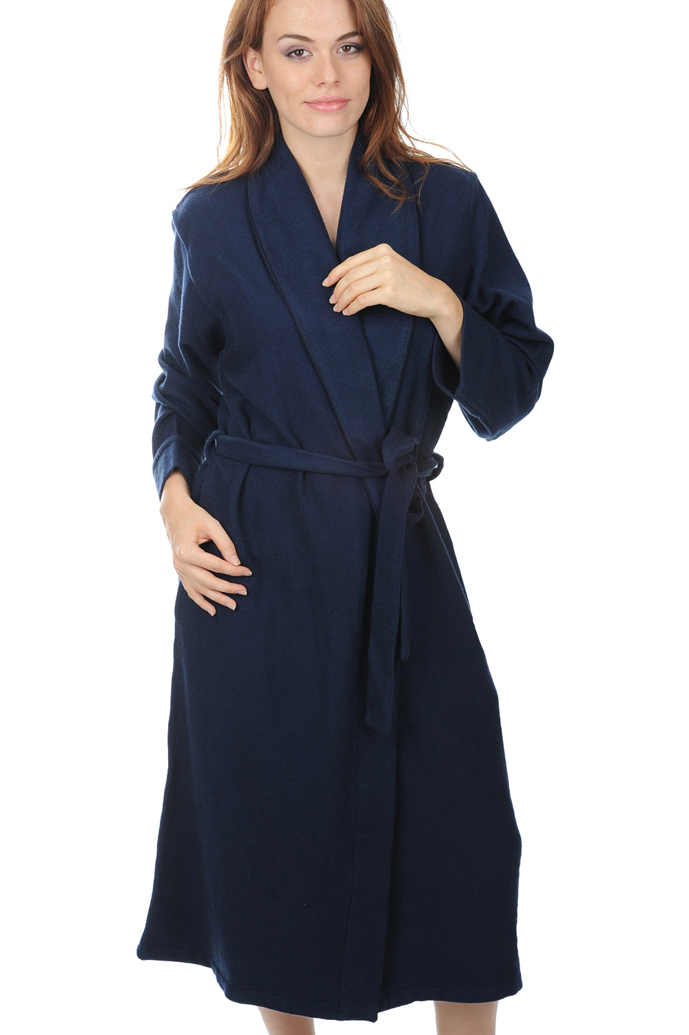 Vestaglia in cashmere, 100% Cashmere, donna, senza collo, vestibilità aderente, maniche lunghe, fine, , Mahogany