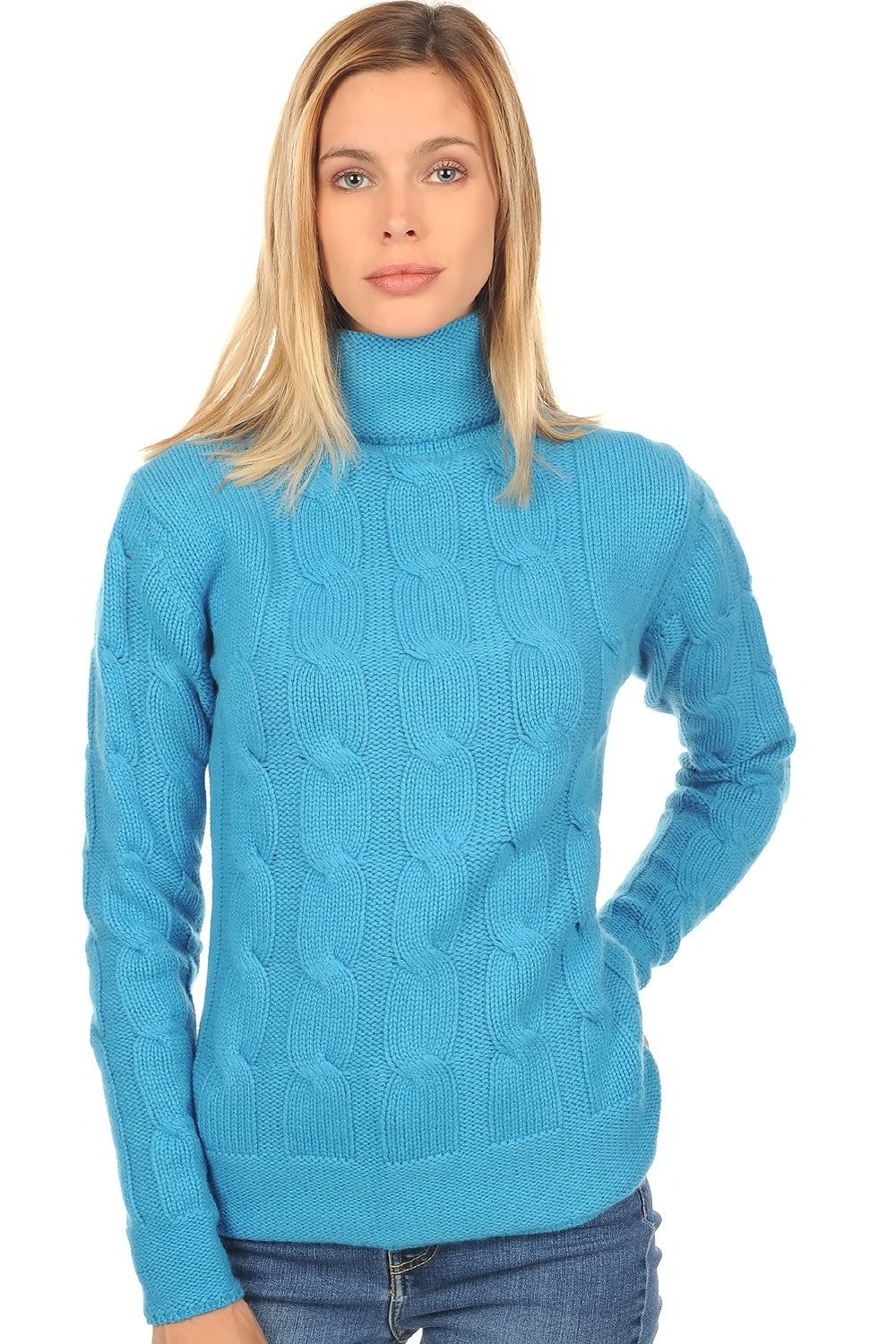 Blanche in cashmere da donna - mare del sud luminoso - Mahogany