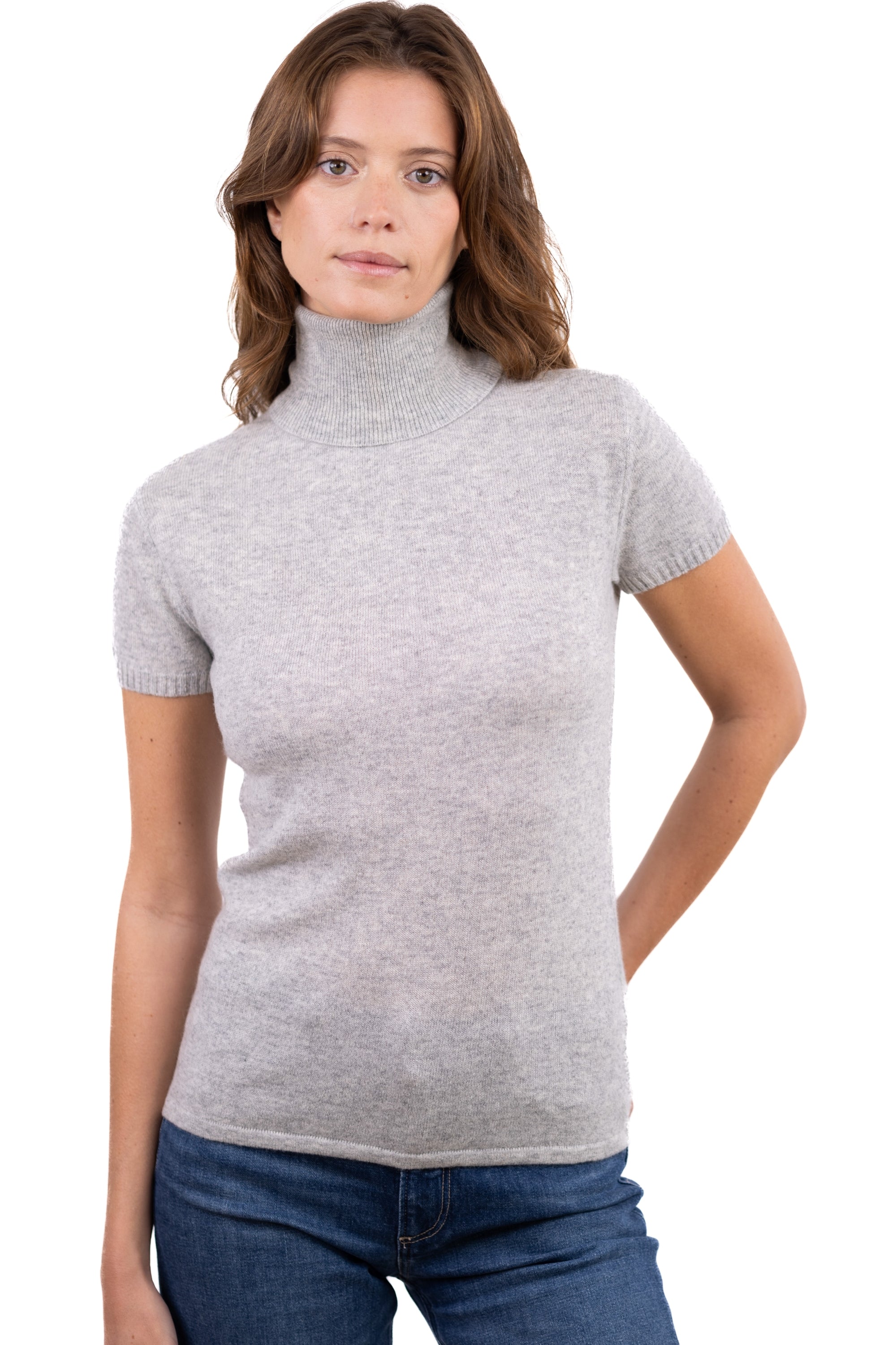Olivia in cashmere donna - flanella chiné - Mahogany