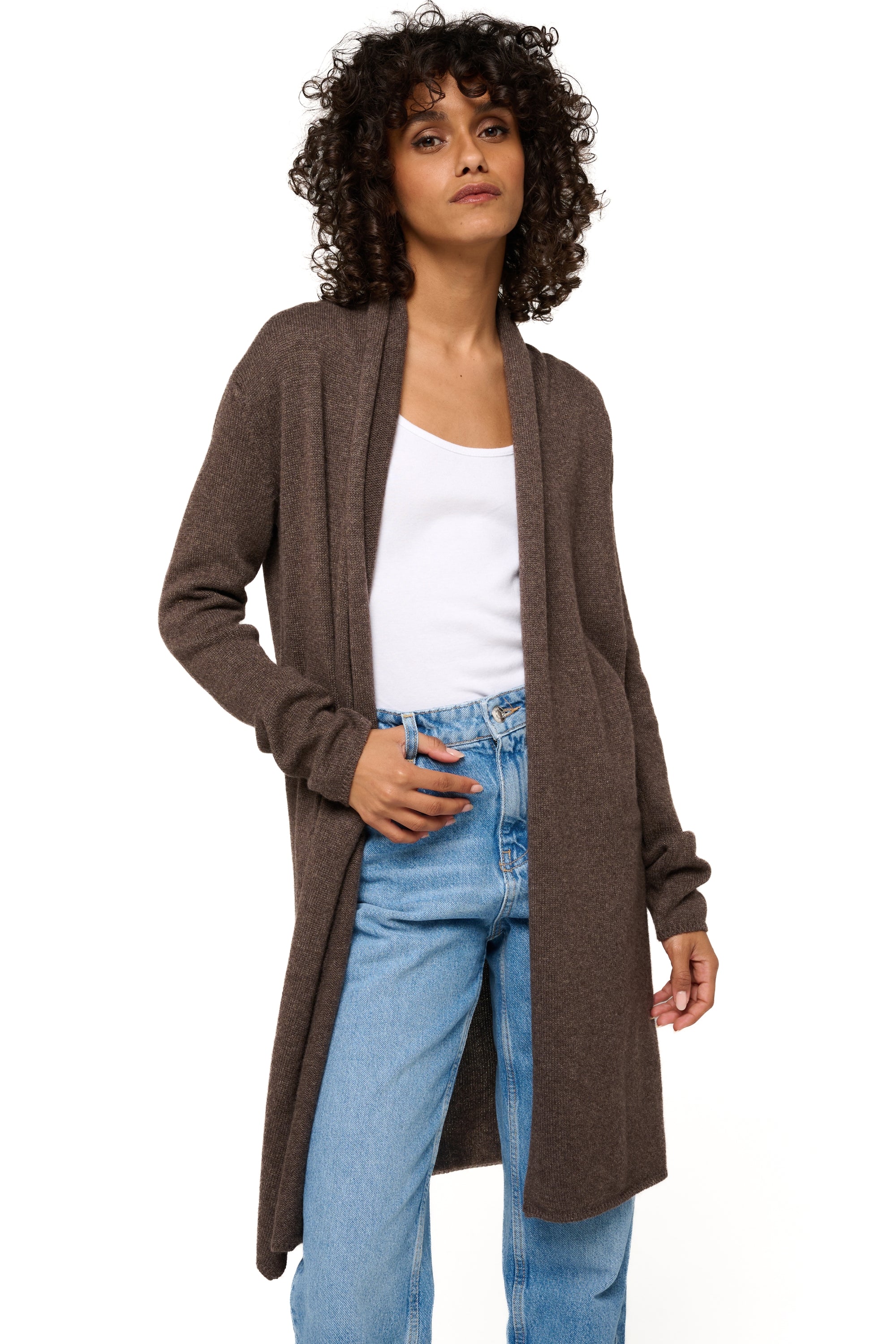 Perla in cashmere donna - marrone chiné - Mahogany