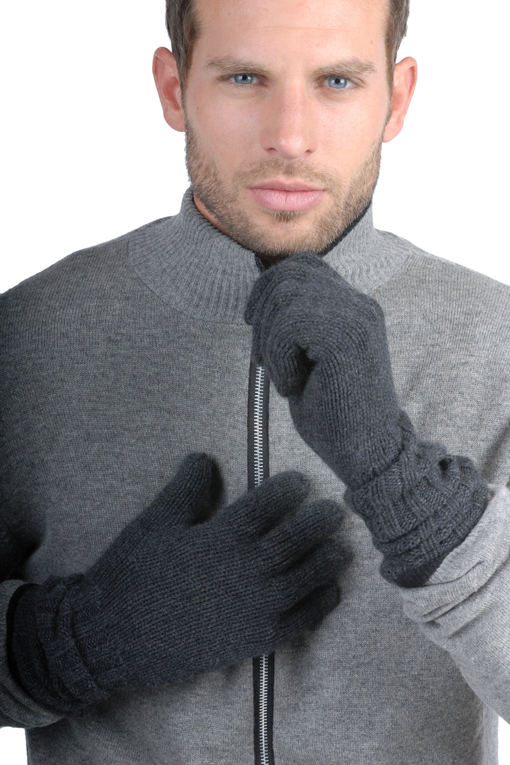 Guanti in cashmere, 100% Cashmere, uomo, peso pesante / 6 fili e +, maglia normale, Mahogany