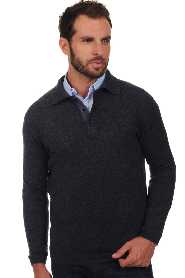 Scott in cashmere uomo - antracite melange-mora - Mahogany