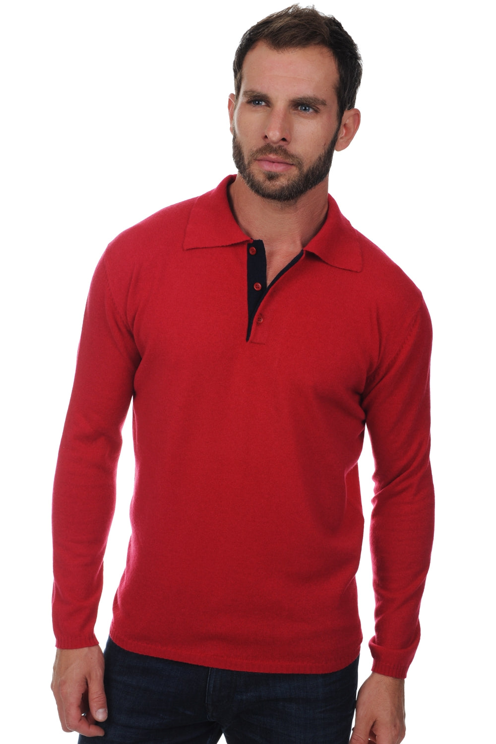 Scott in cashmere uomo - rosso velluto-blu marino scuro - Mahogany