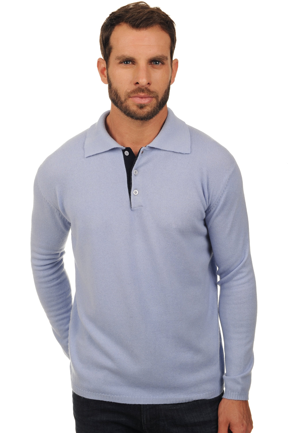 Scott in cashmere uomo - azzurro cielo-blu marino scuro - Mahogany